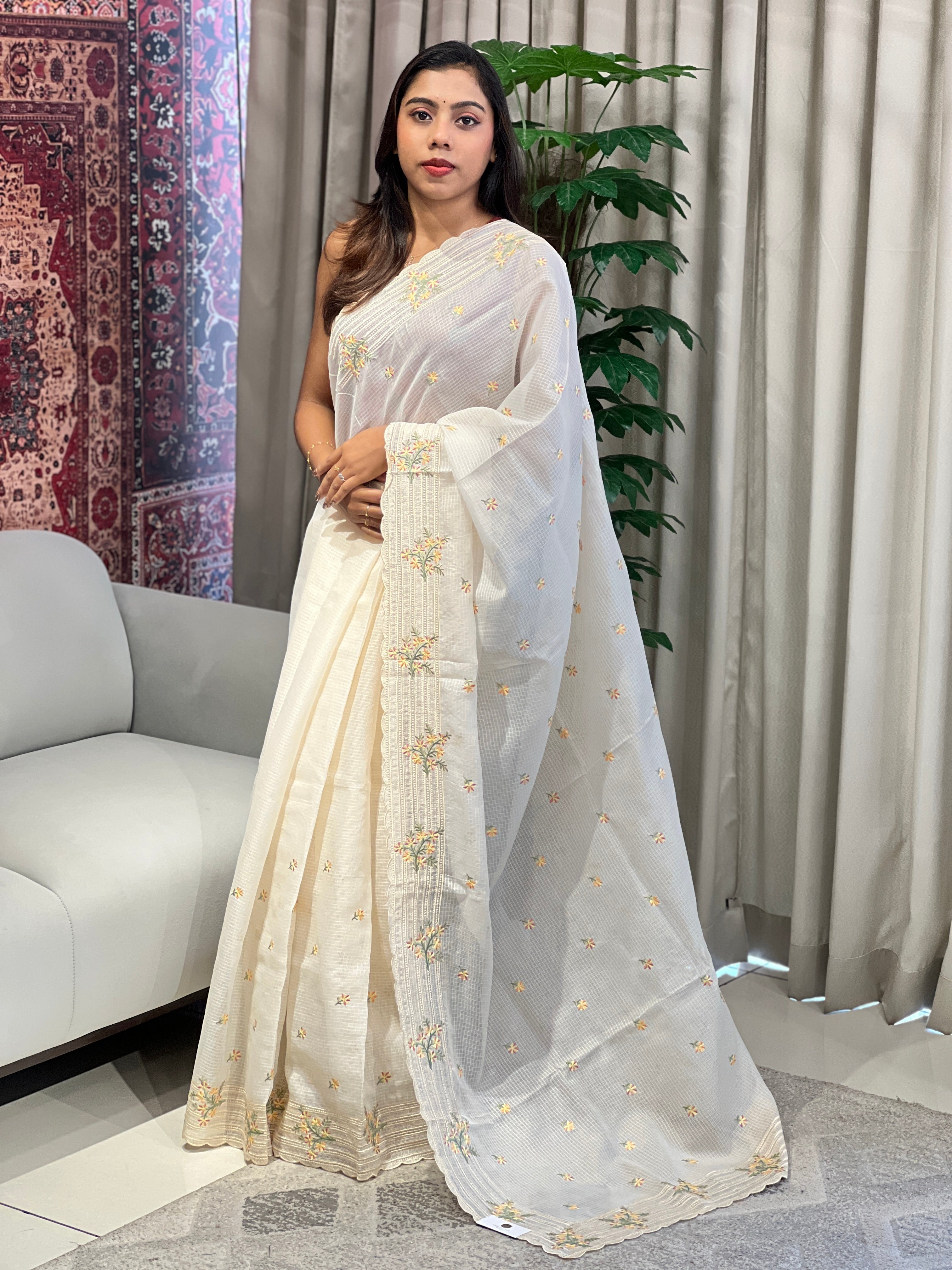 Floral Embroidery Detailed Silky Kota Saree | BLD1999