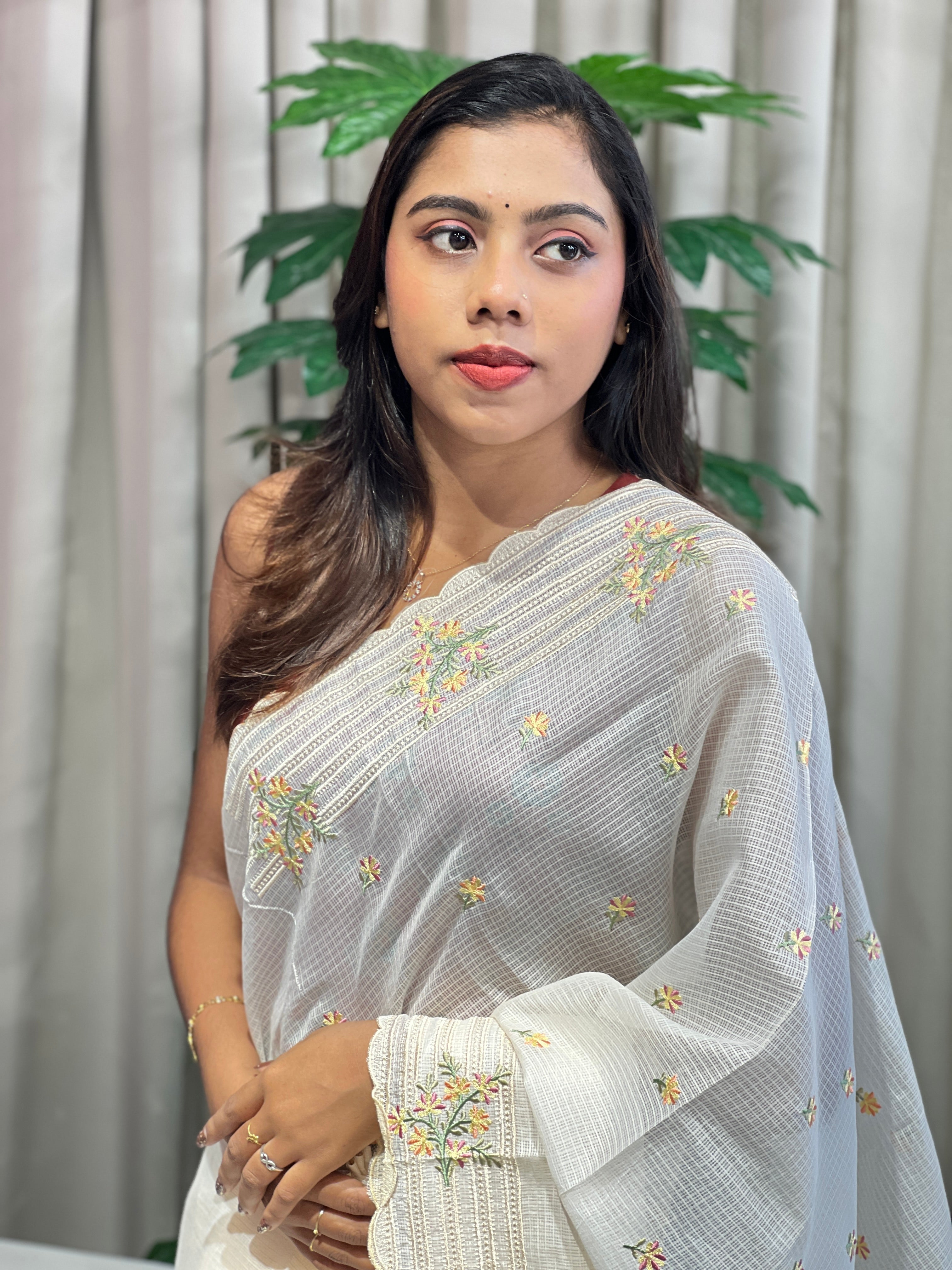 Floral Embroidery Detailed Silky Kota Saree | BLD1999