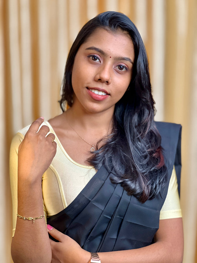 Stretchable Solid Patterned Banyan Stitched Blouse | ALA128