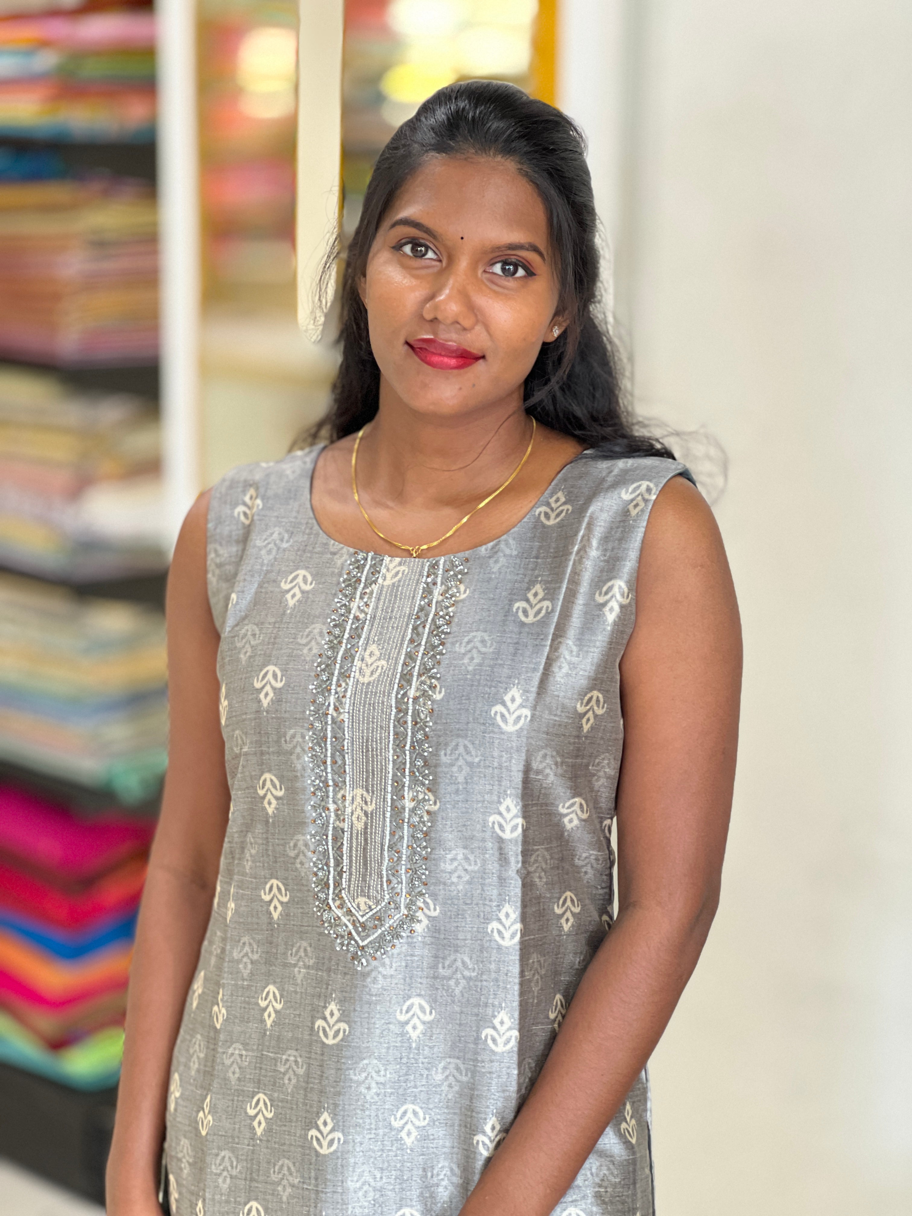 Digital Print With Hand Work Detailed Semi Tussar Kurta | NAI180