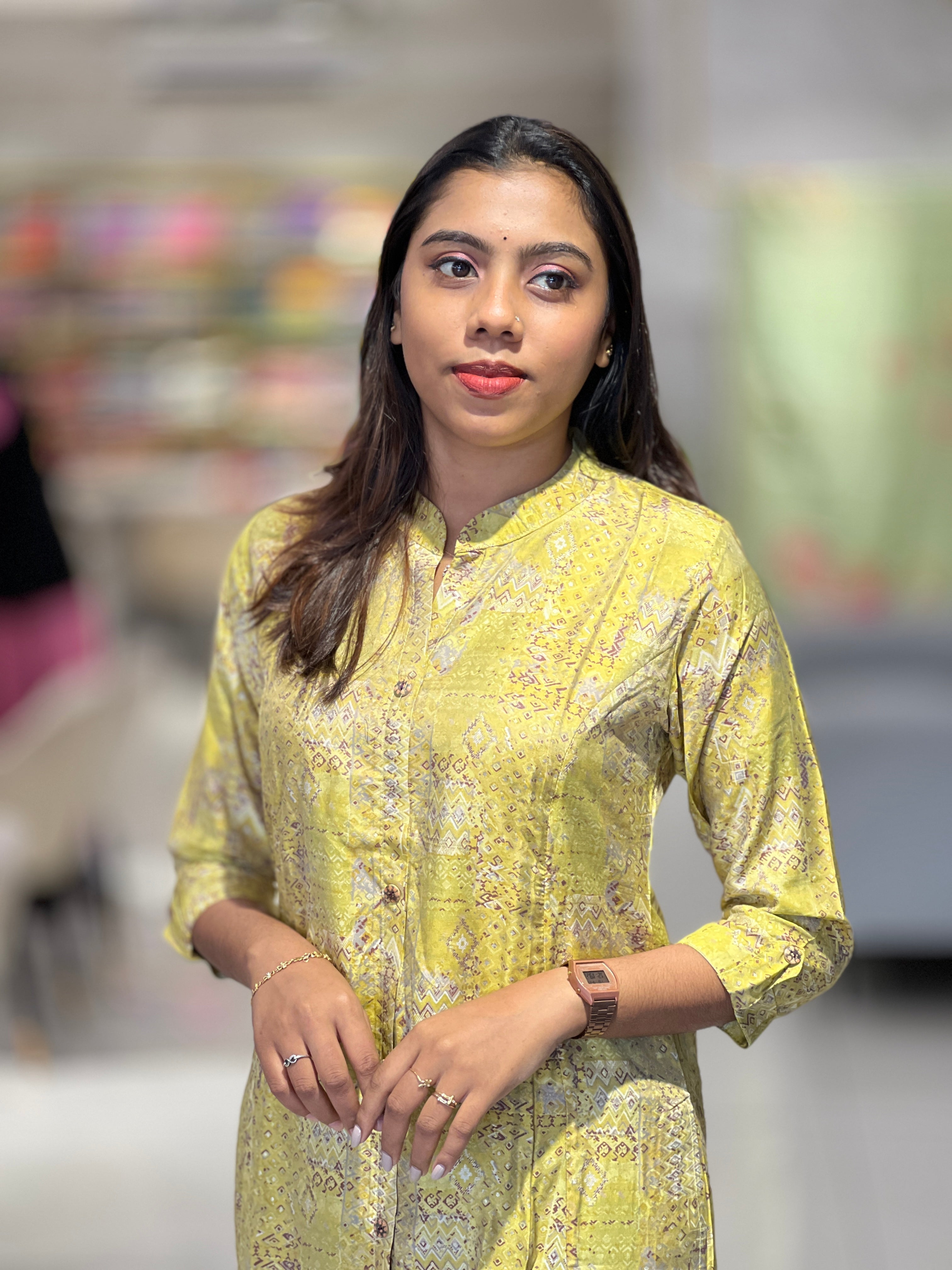 Geometric Printed Muslin Finish Kurta | AFD117