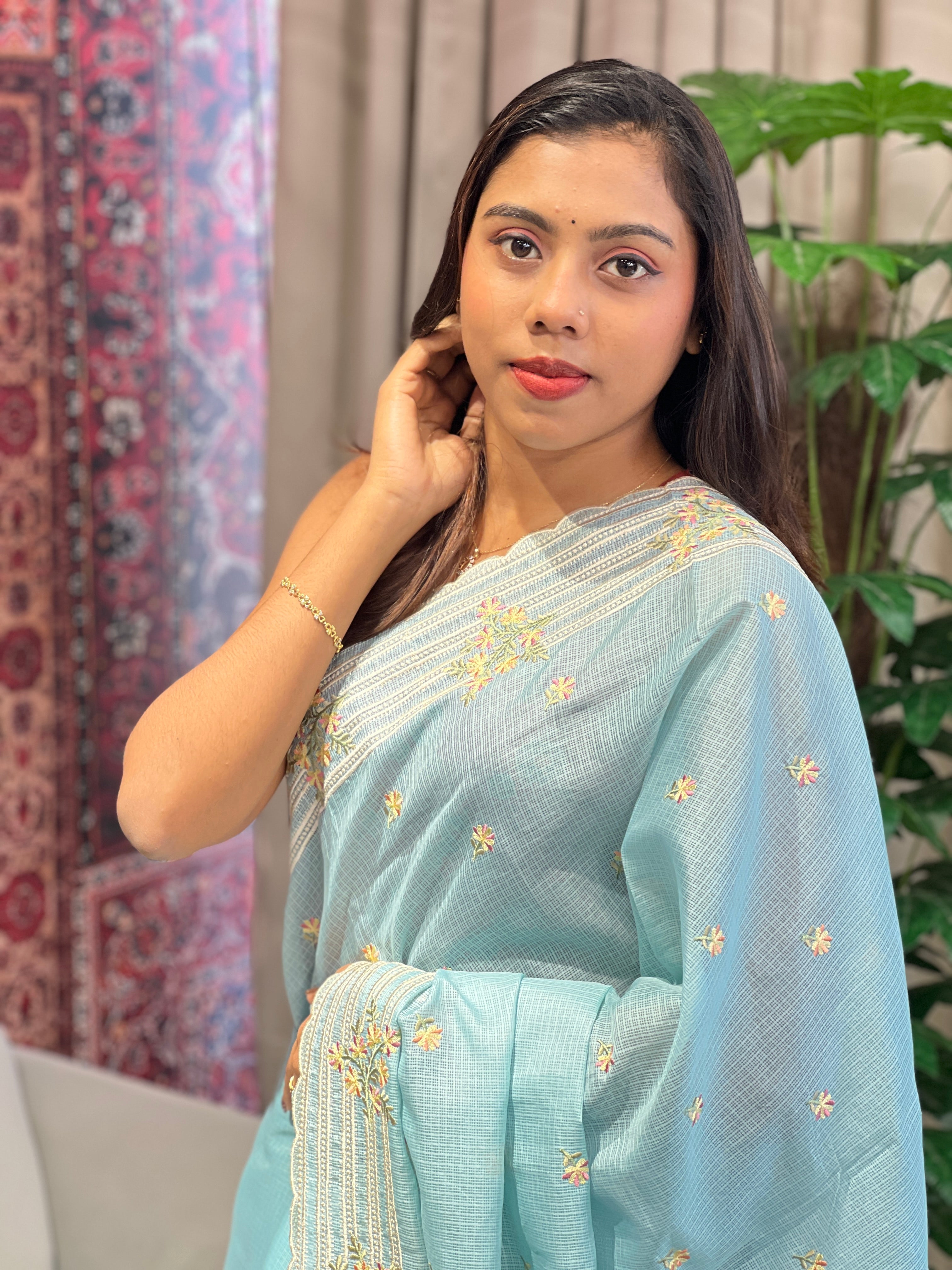 Floral Embroidery Detailed Silky Kota Saree | BLD1994