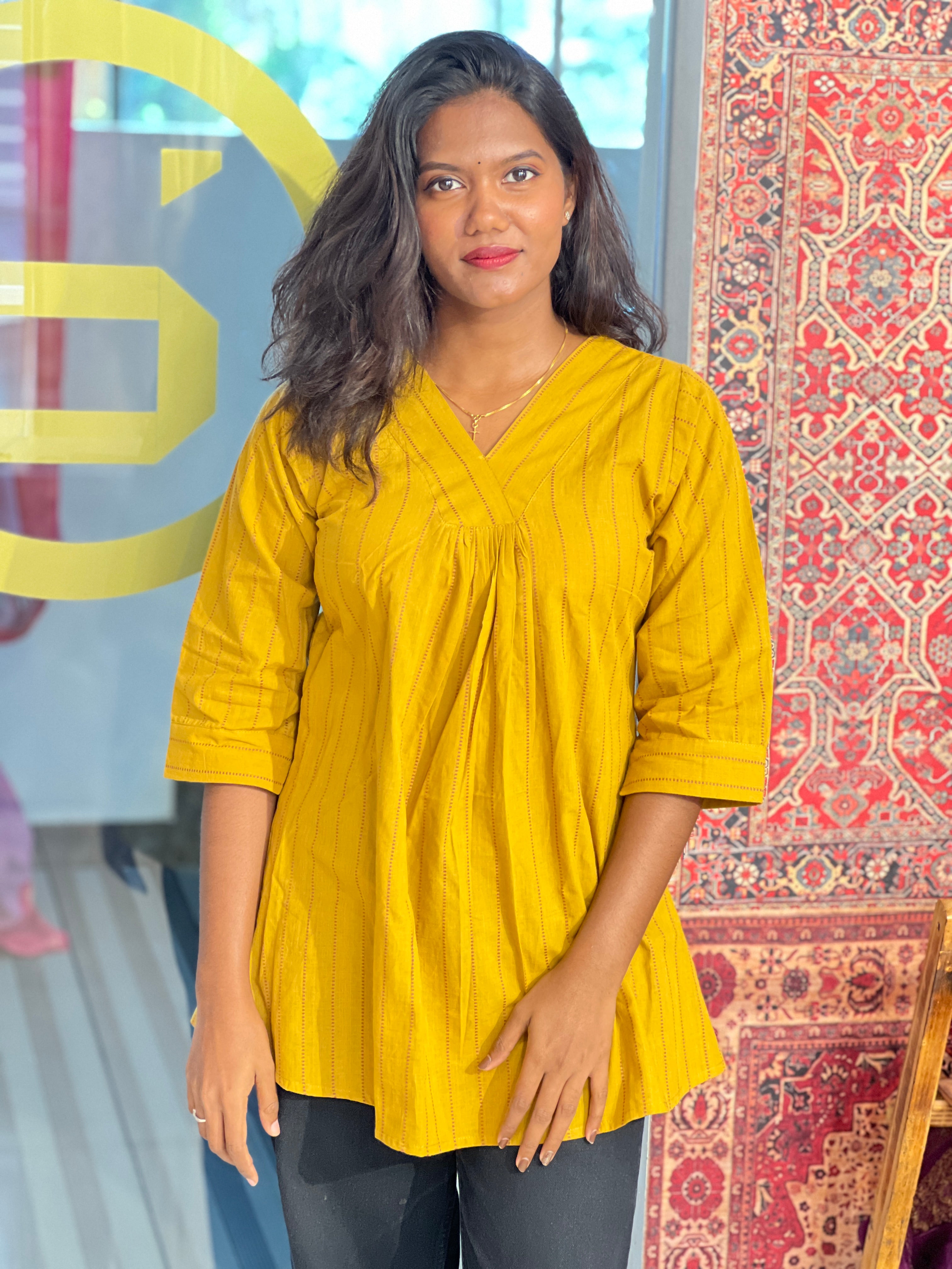 Stripe Pattern Cotton Short Kurta | MSN289