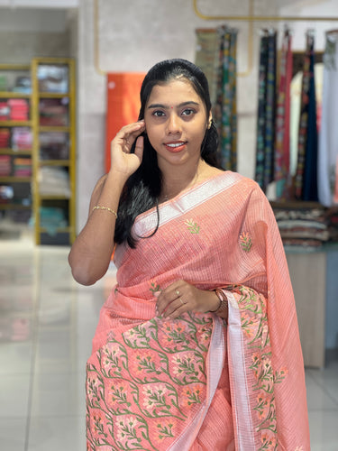 Floral Embroidery Detailed Silky Kota Saree | NHH492