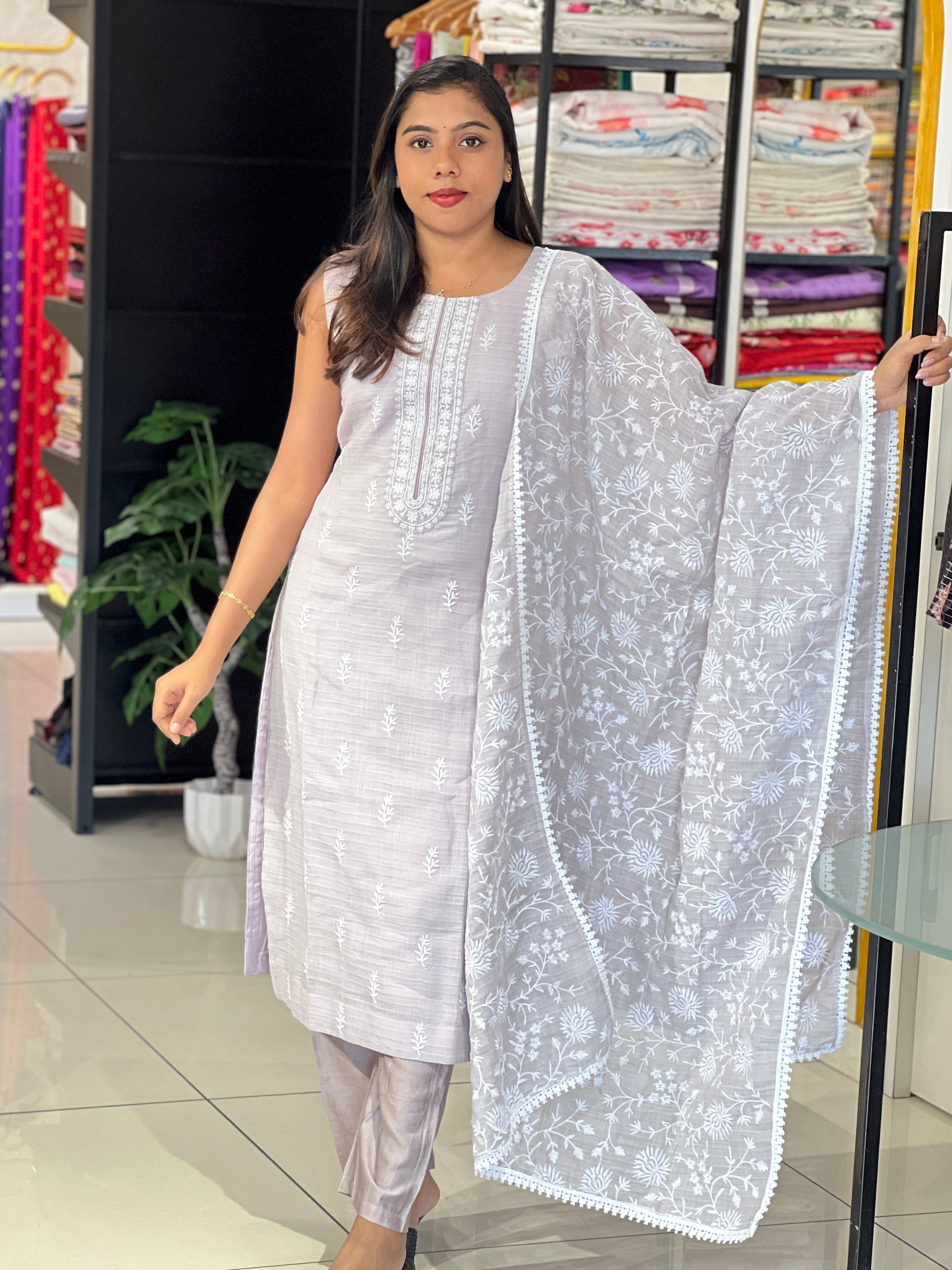 Embroidered Kota Kurta Set | NAI127