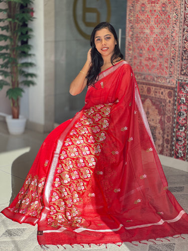 Floral Embroidery Detailed Silky Kota Saree | NHH490