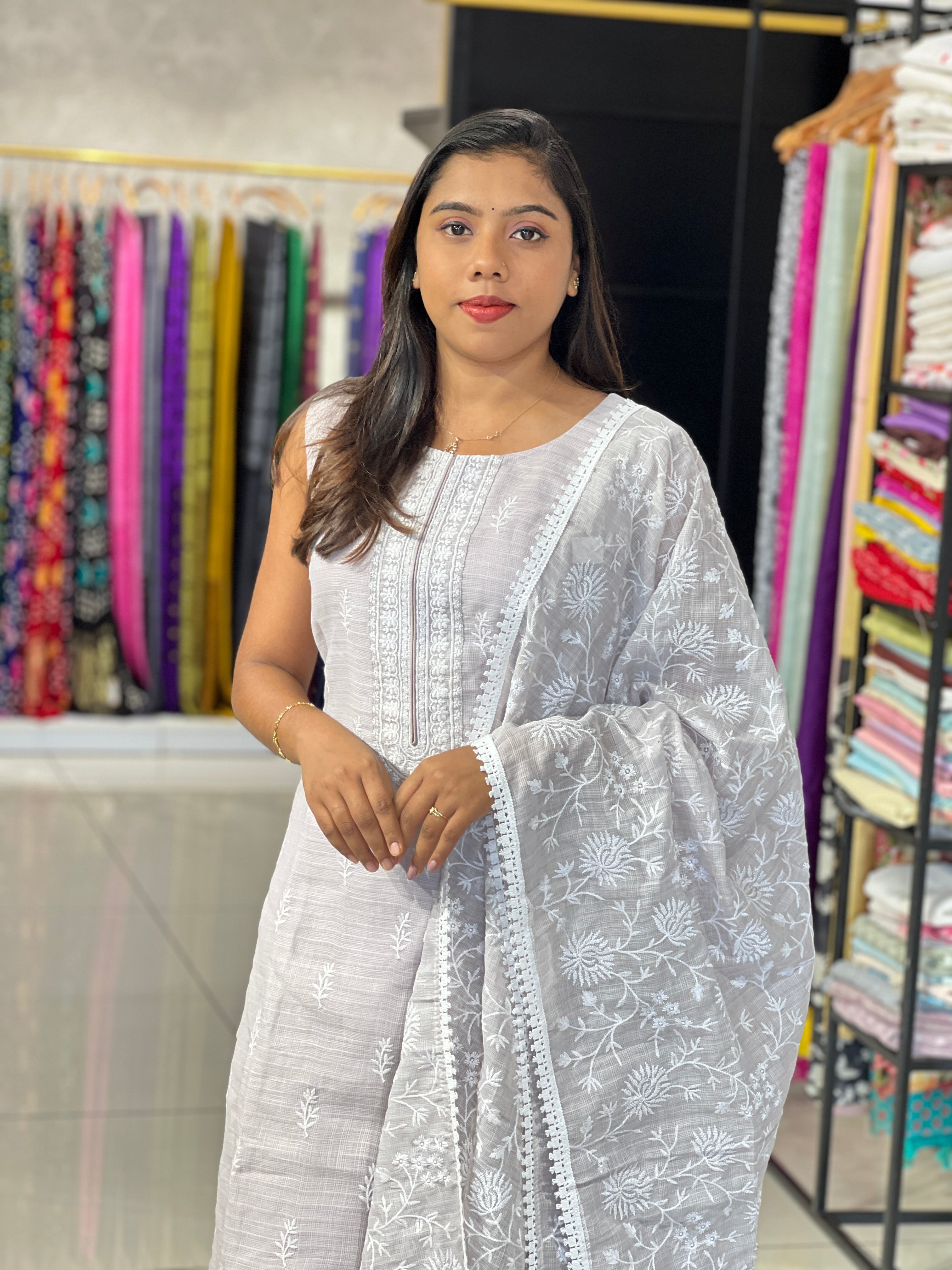 Embroidered Kota Kurta Set | NAI127