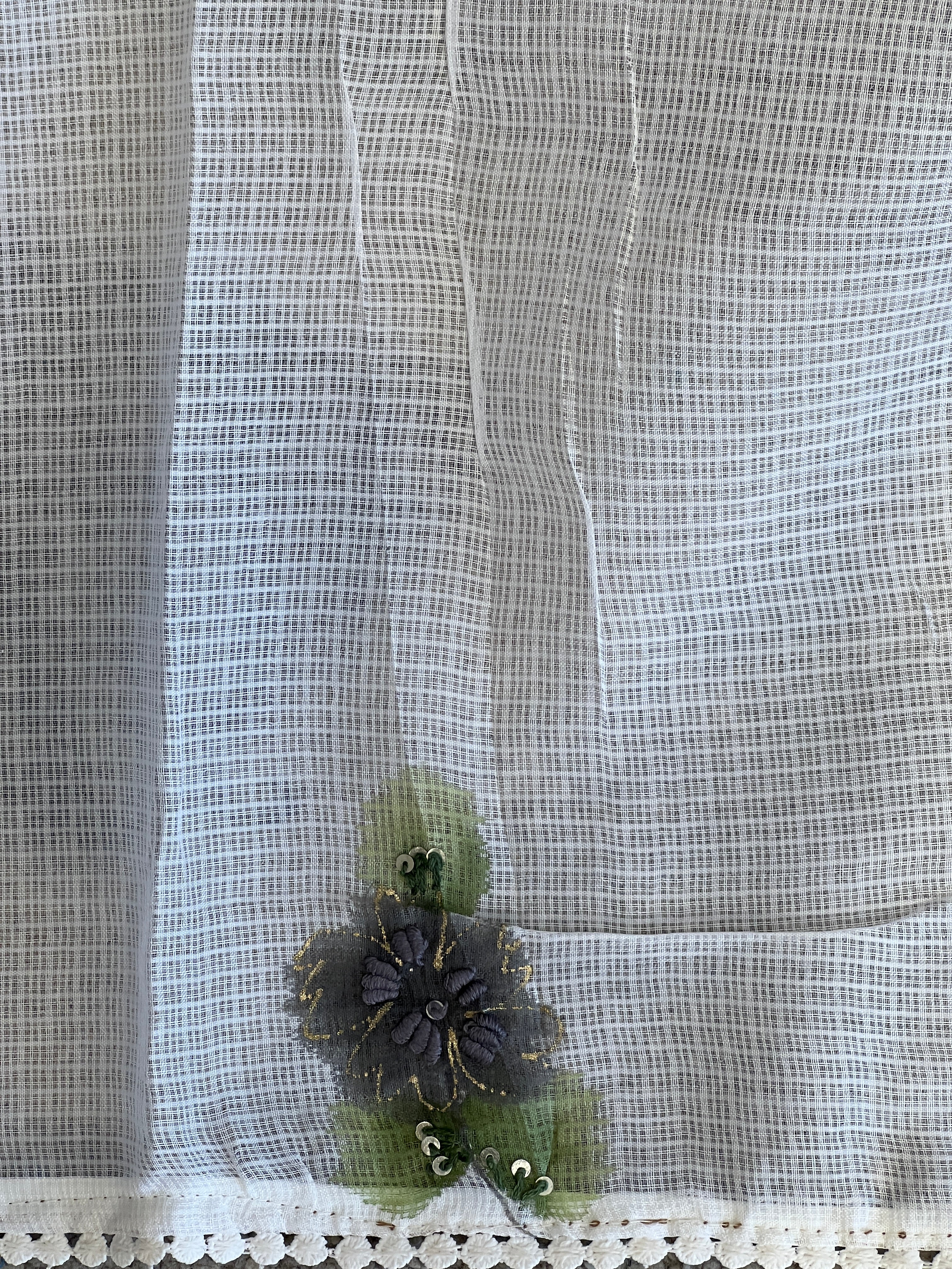 Floral Paint With Embroidery Highlighted Kota Saree | BLD1975