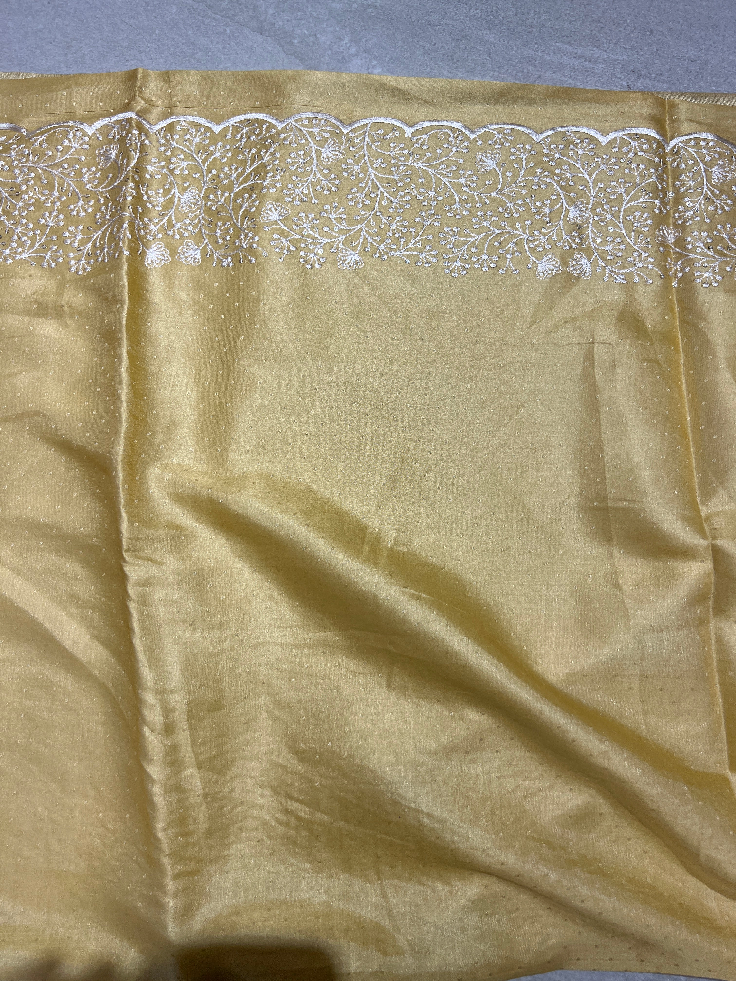 Machine Embroidery Detailed Tussar Finish Saree | SUN567