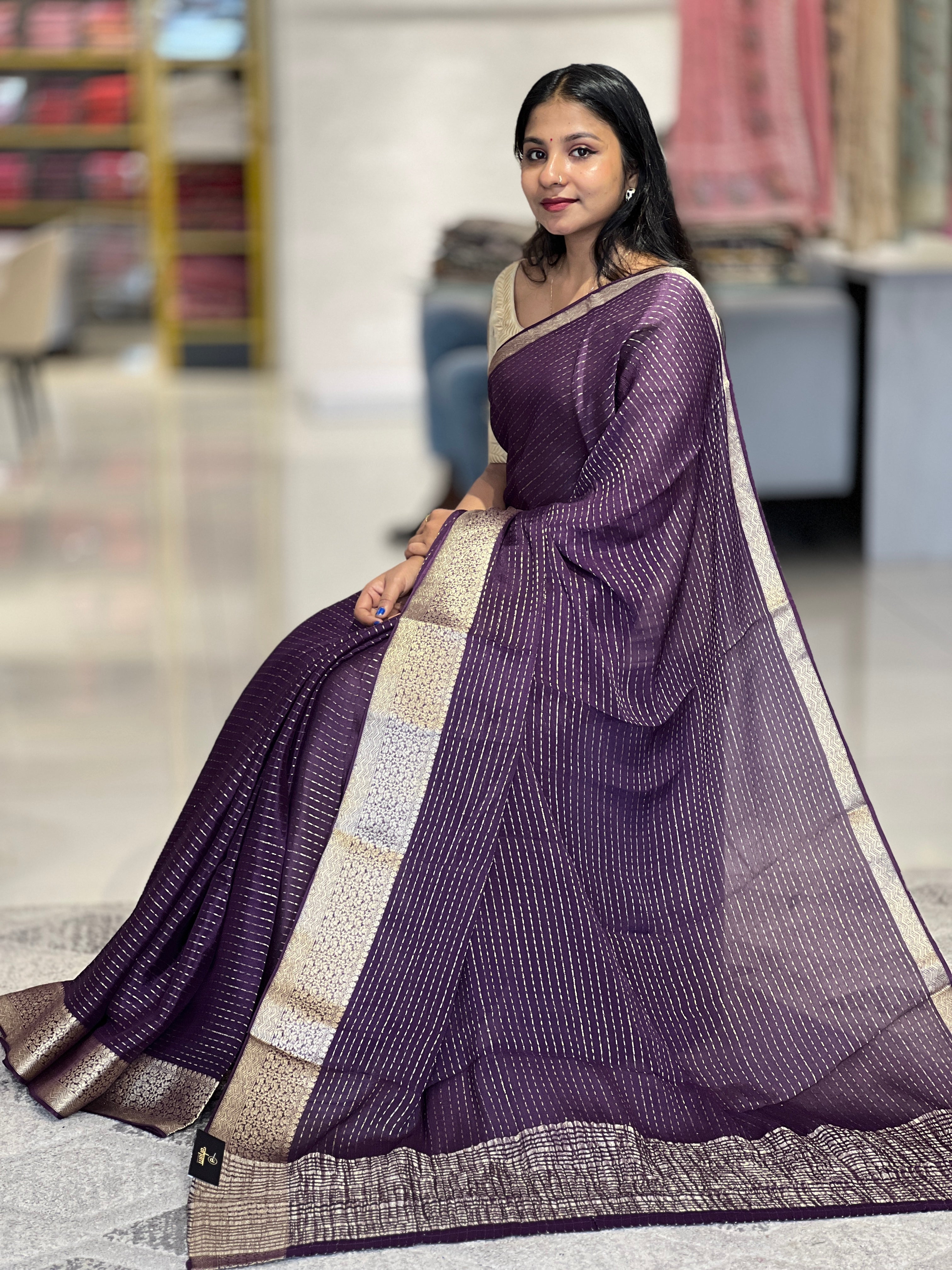 Zari Woven Hosa Silk Saree | HT124