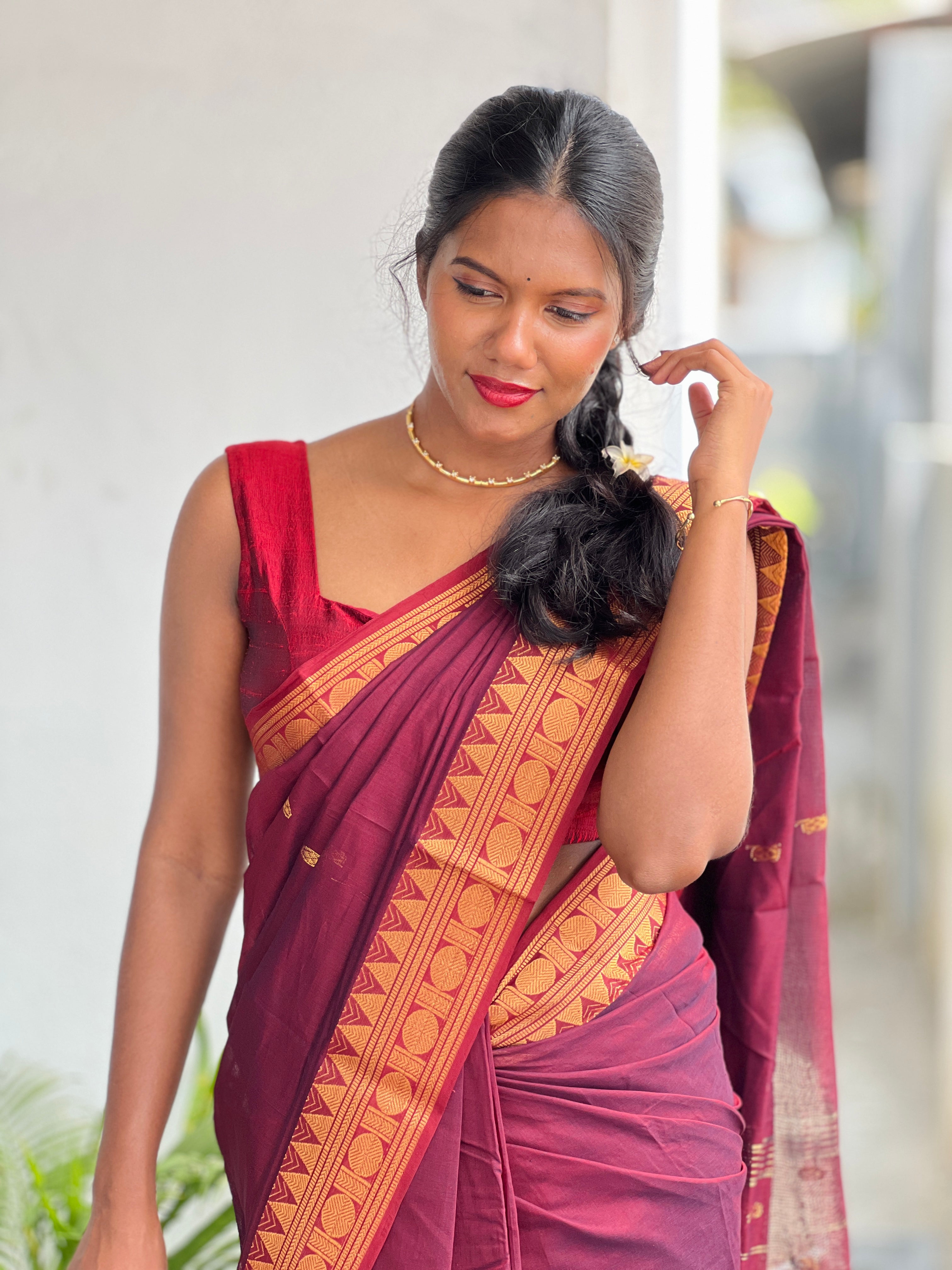 Zari Bordered Kanchi Cotton Saree | VR163