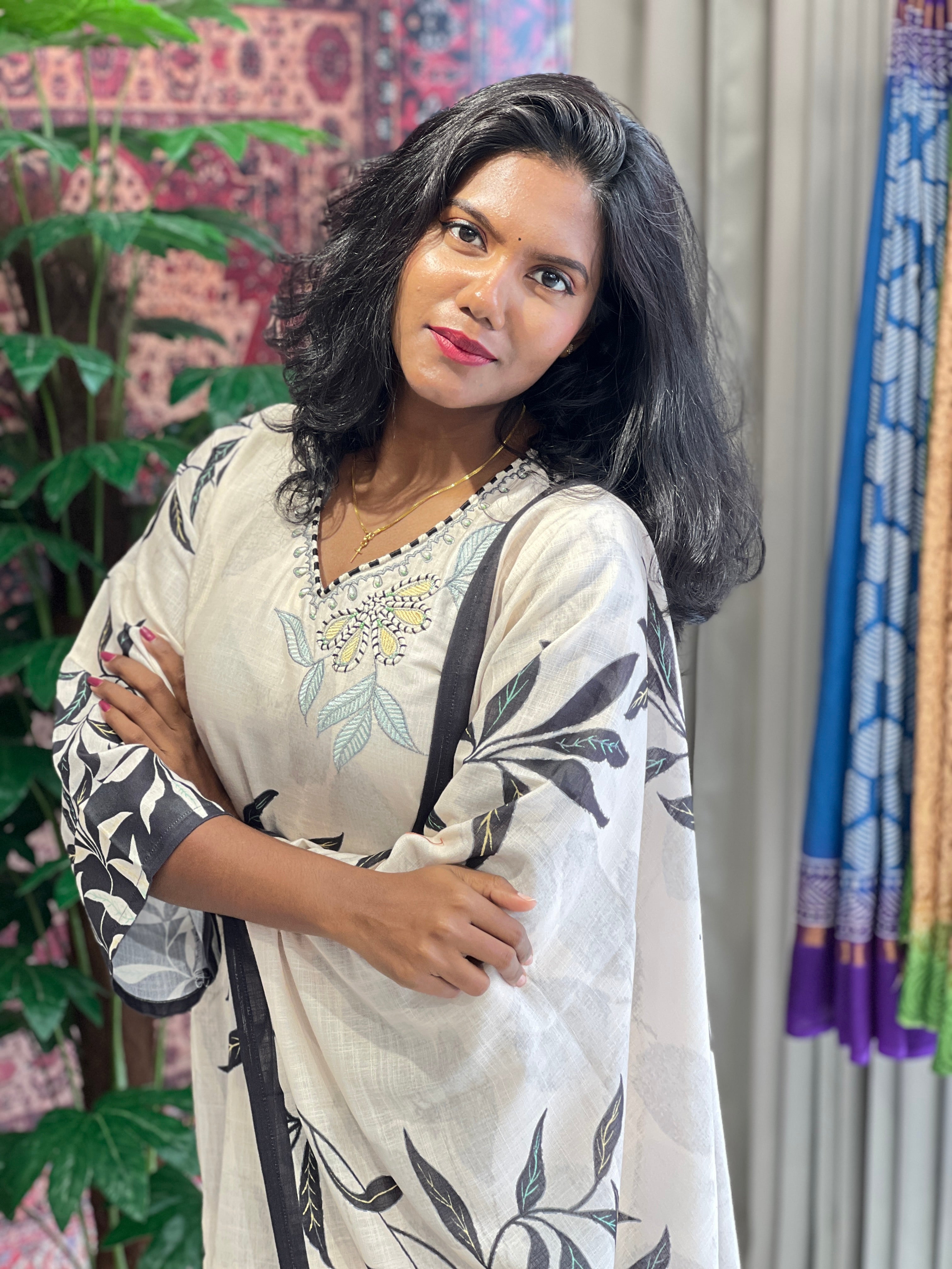 Digital Printed Linen Cotton Kurta Set | AFD126