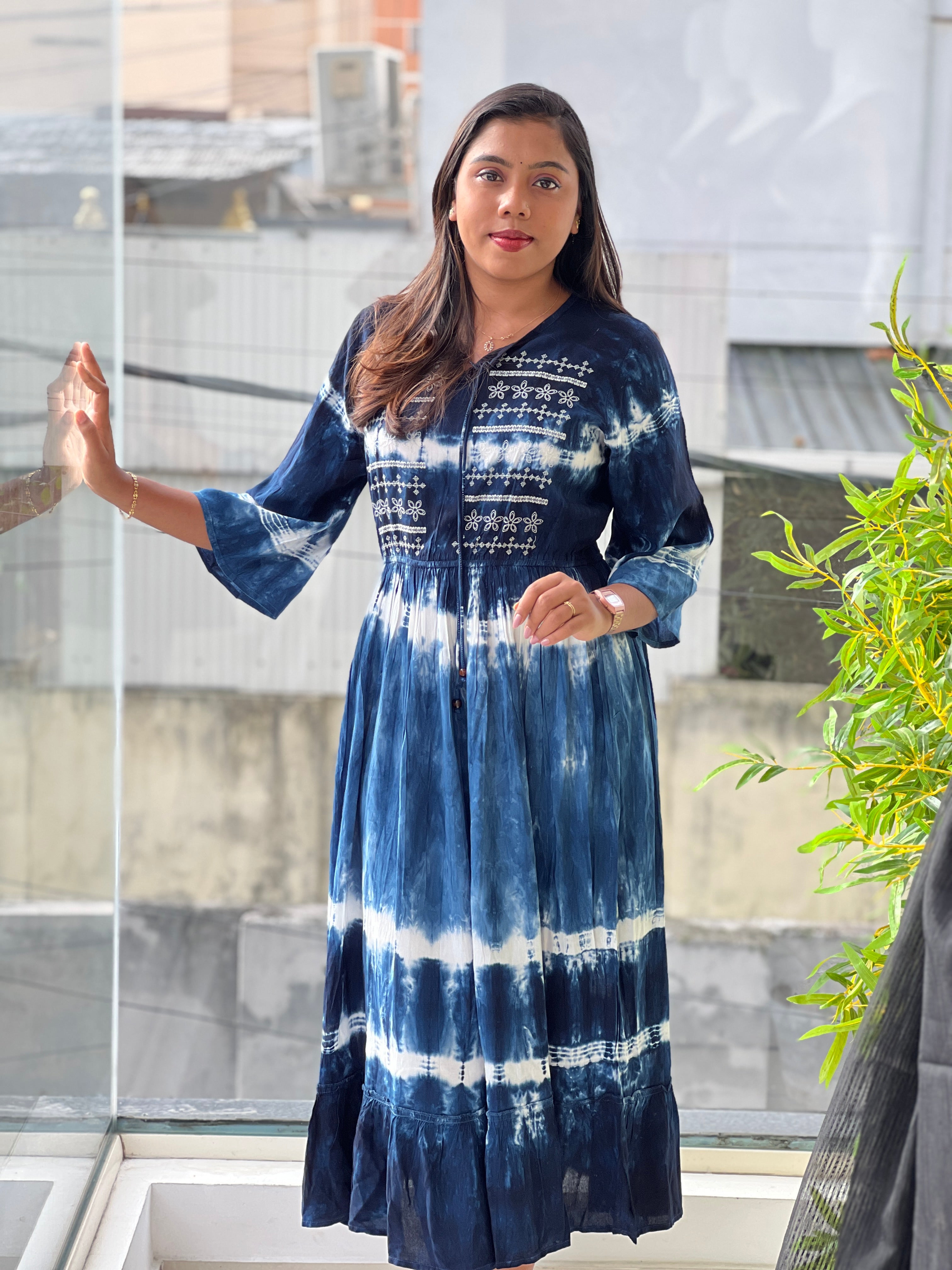 Floral Embroidered Rayon Kurta | PGI126