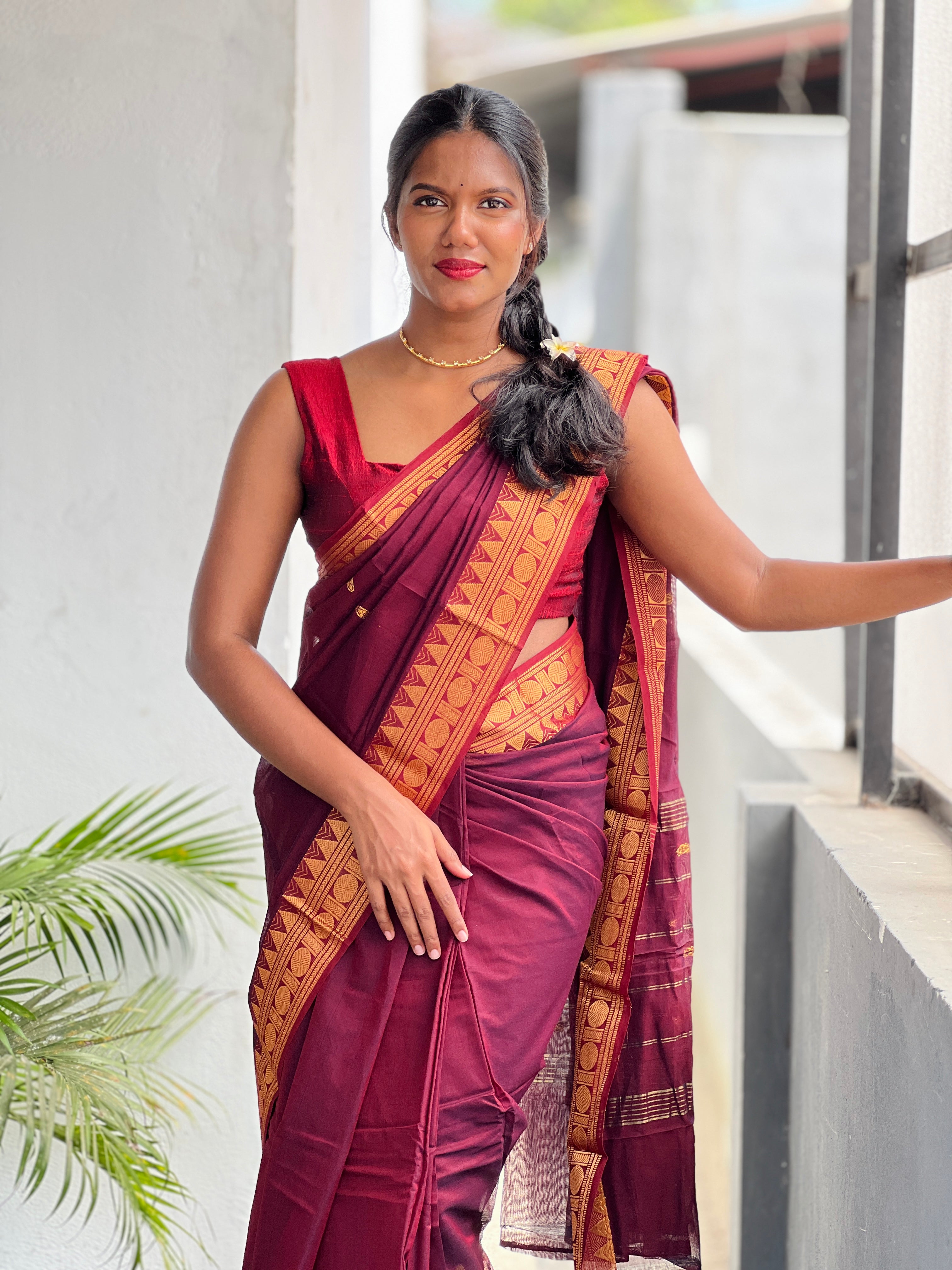 Zari Bordered Kanchi Cotton Saree | VR163