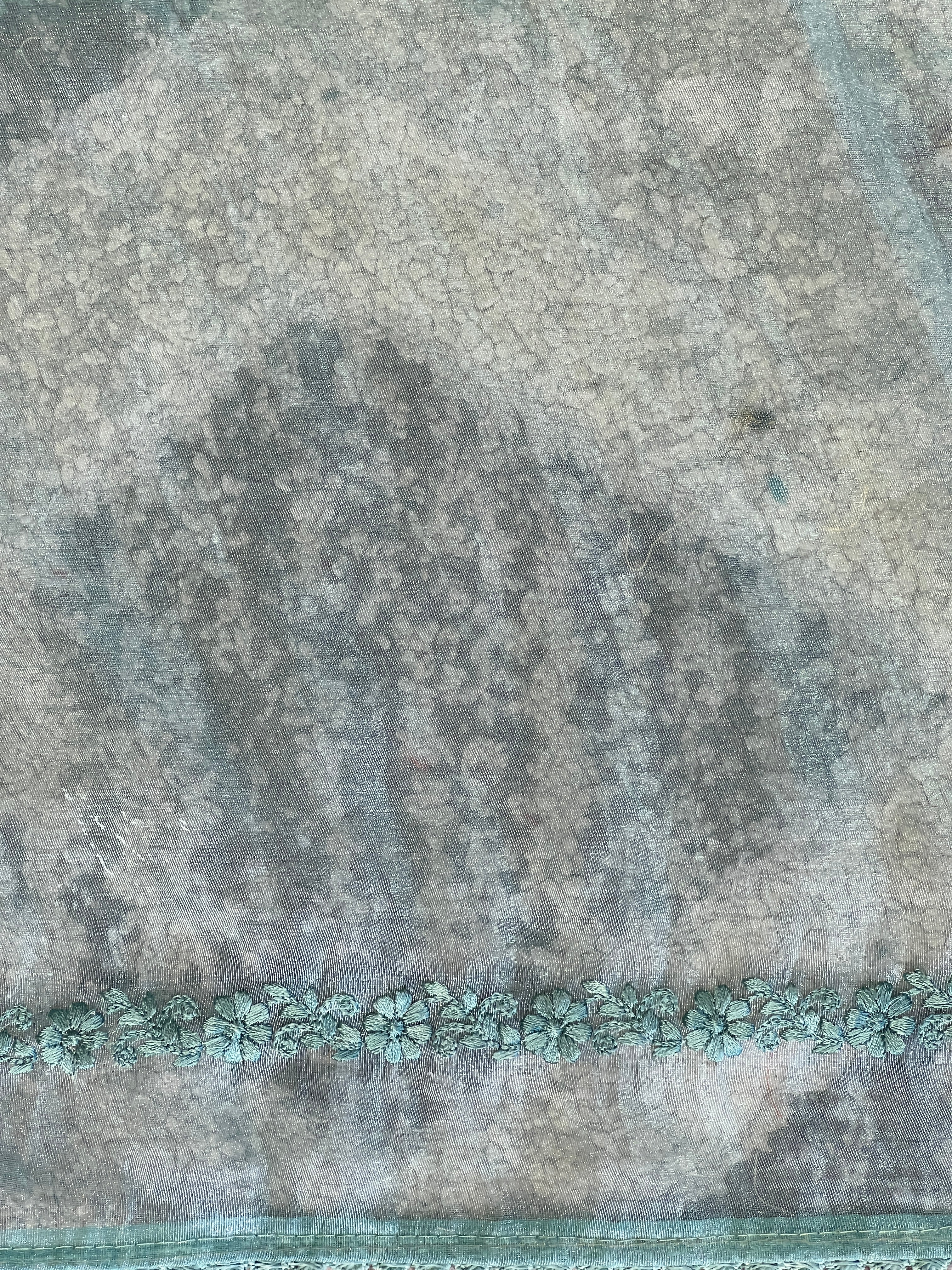 Floral Machine Embroidered Shimmer Organza Saree | BLD1983