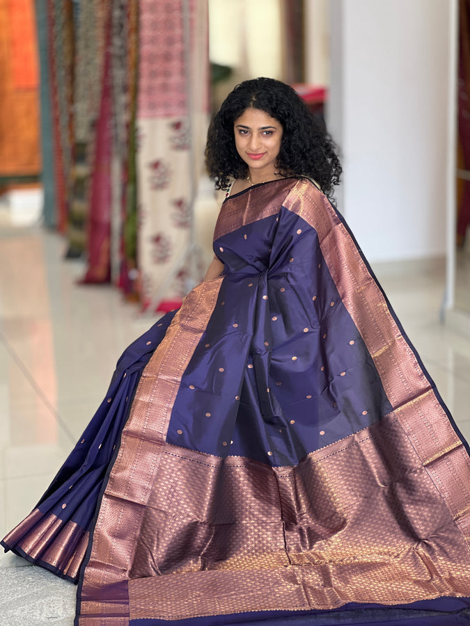 Semi Silk Saree With Copper Zari Borders | SIK198