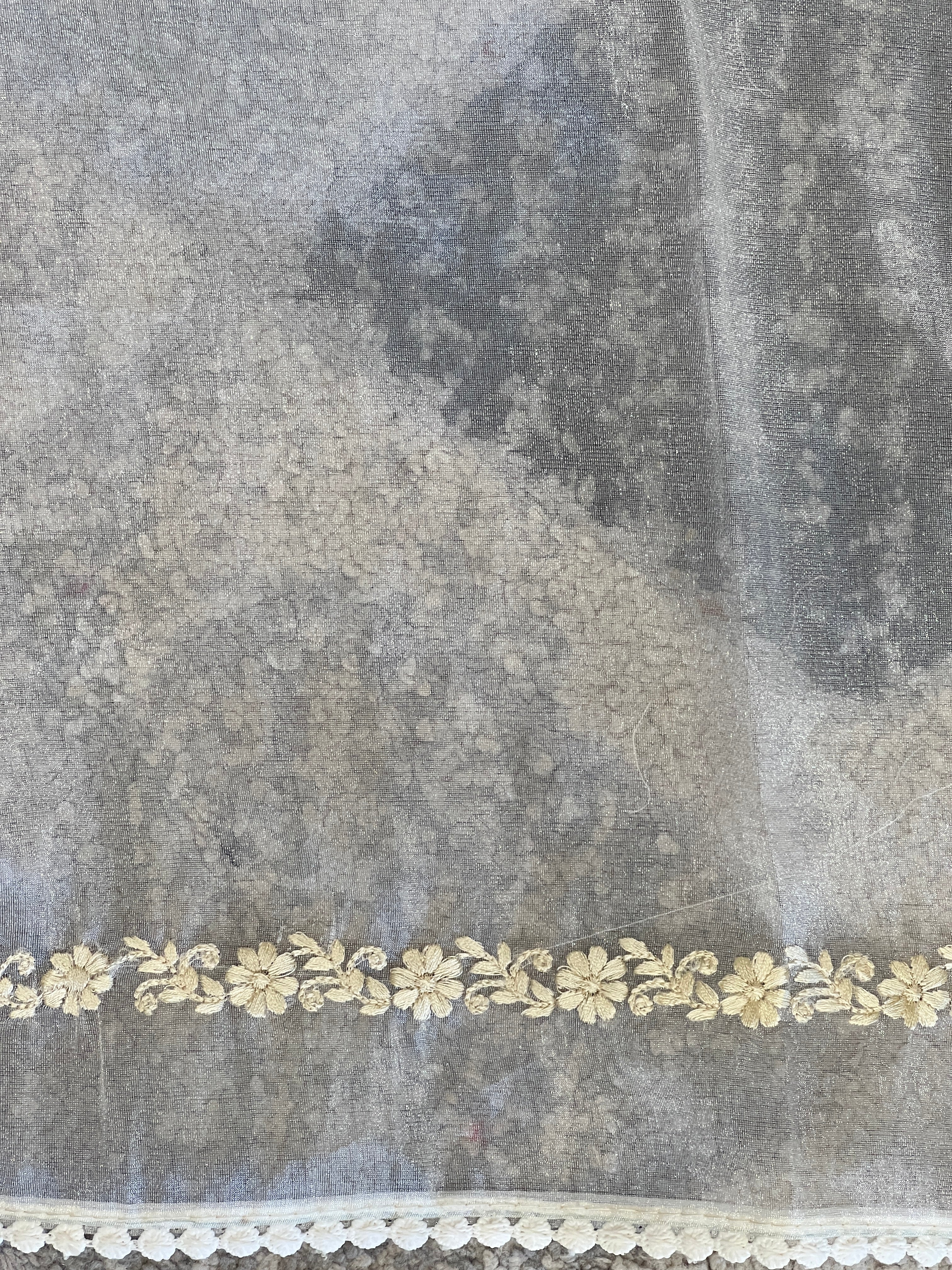 Floral Machine Embroidered Shimmer Organza Saree | BLD1985