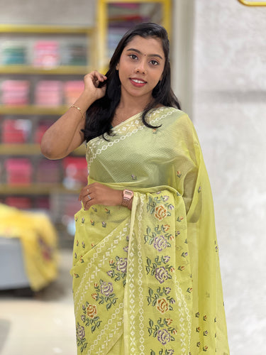 Cross Stitch Embroidery Silky Kota Saree | DVS231