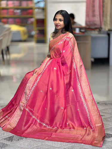 Pitta Work Pattern Tissue Banarasi Saree | SSN149