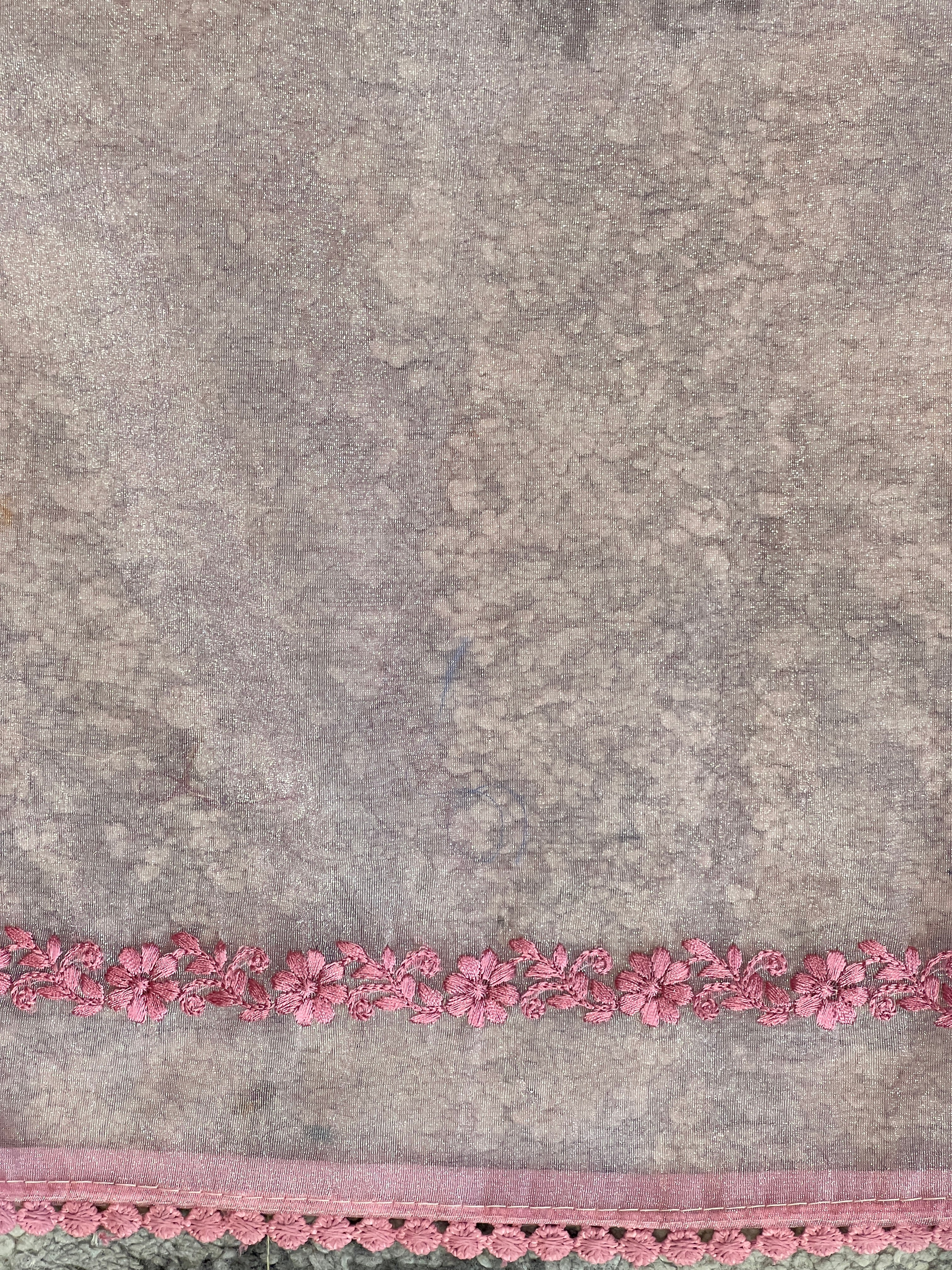 Floral Machine Embroidered Shimmer Organza Saree | BLD1984