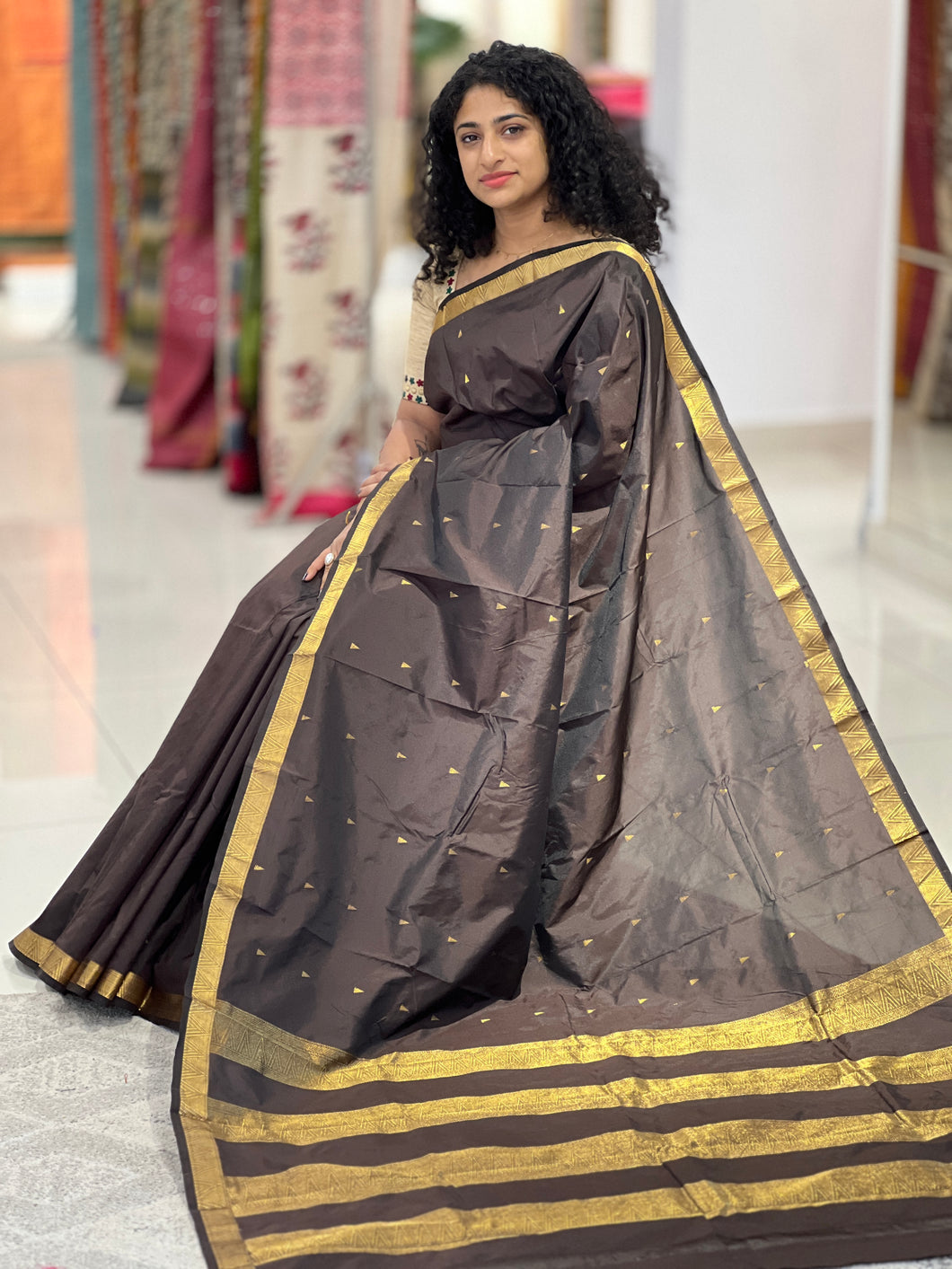 Semi Silk Saree With Zari Borders | SIK195