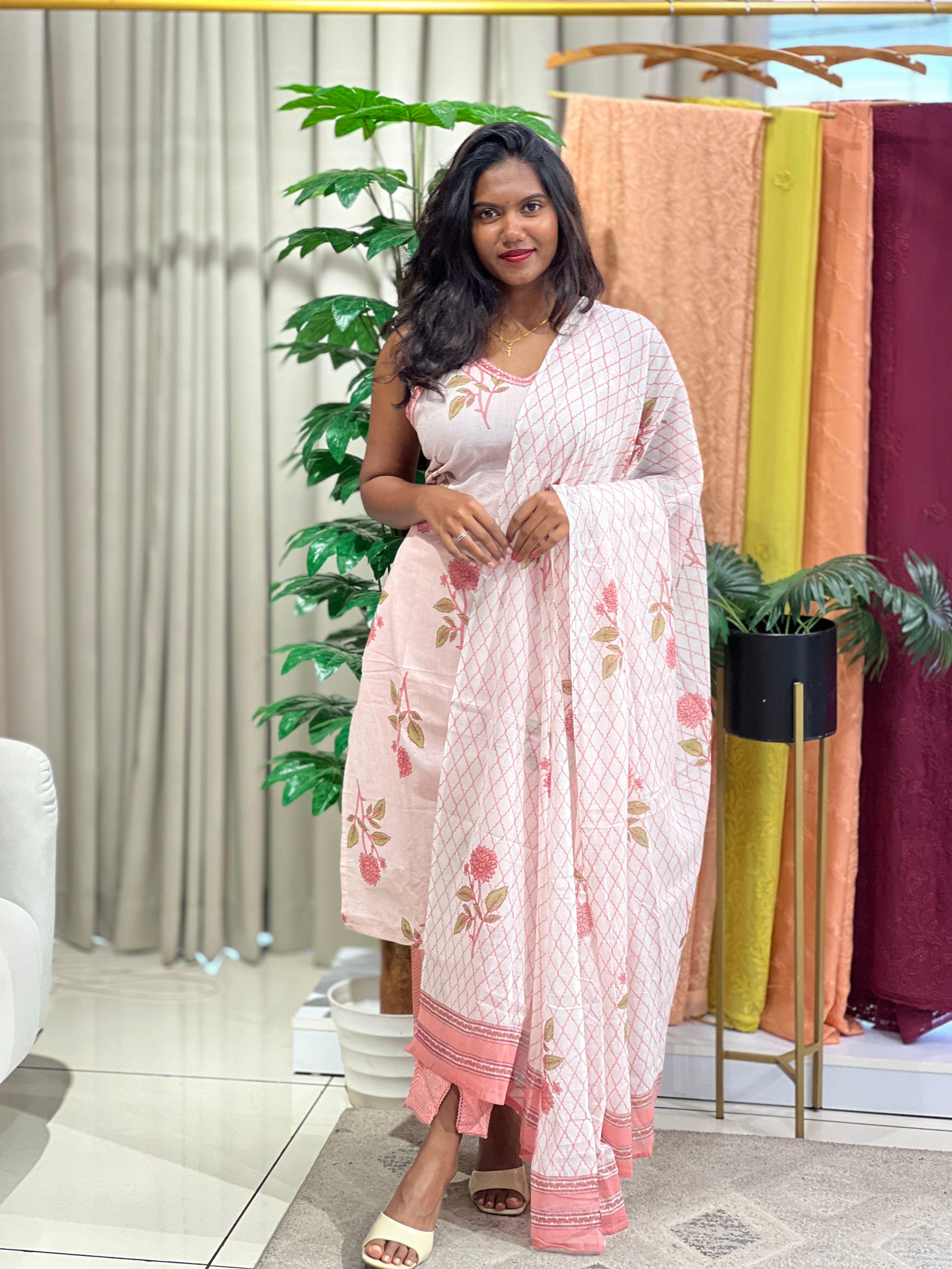 Floral Pattern Cotton Kurta Set | PGI142
