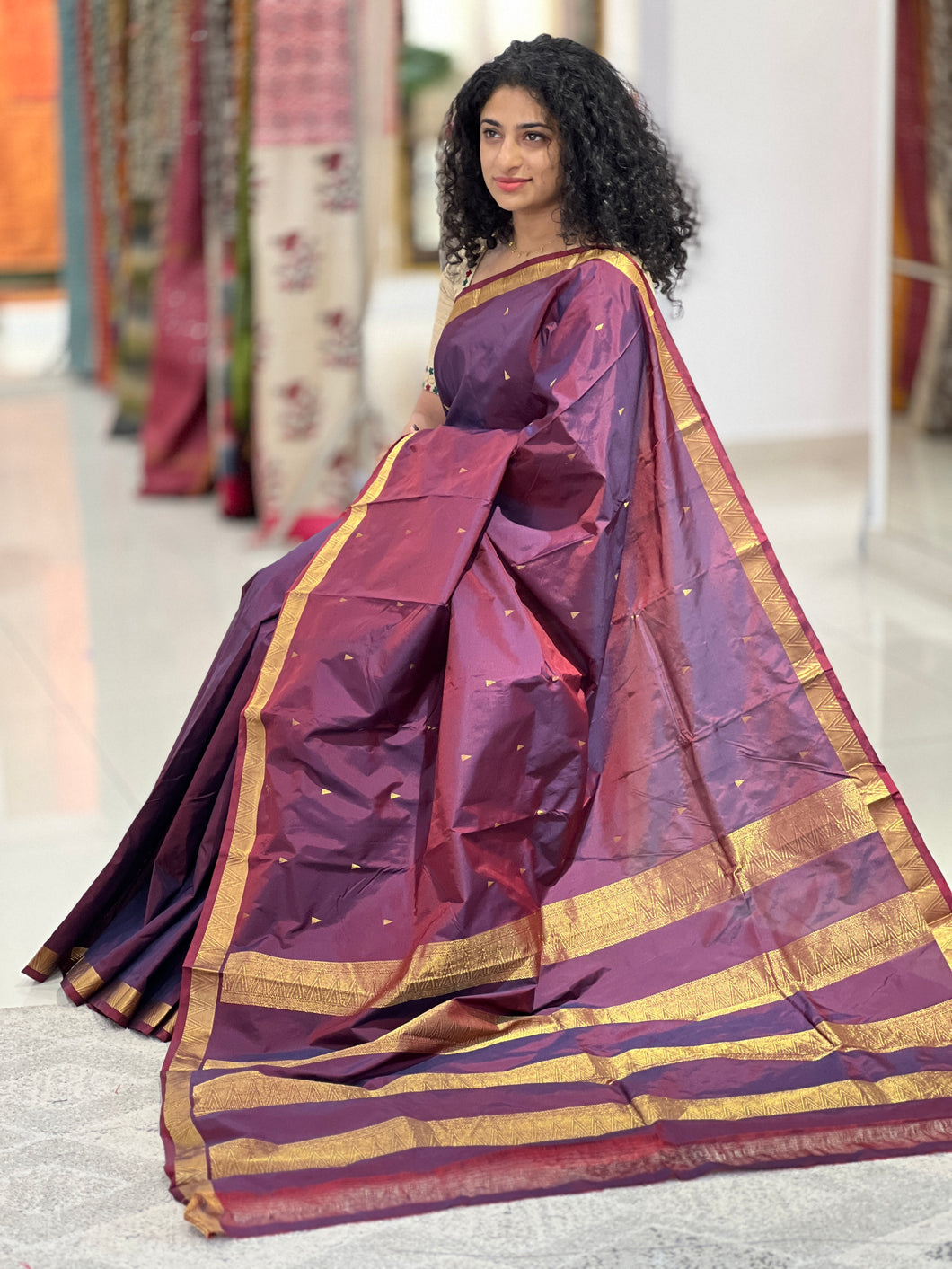 Semi Silk Saree With Zari Borders | SIK191