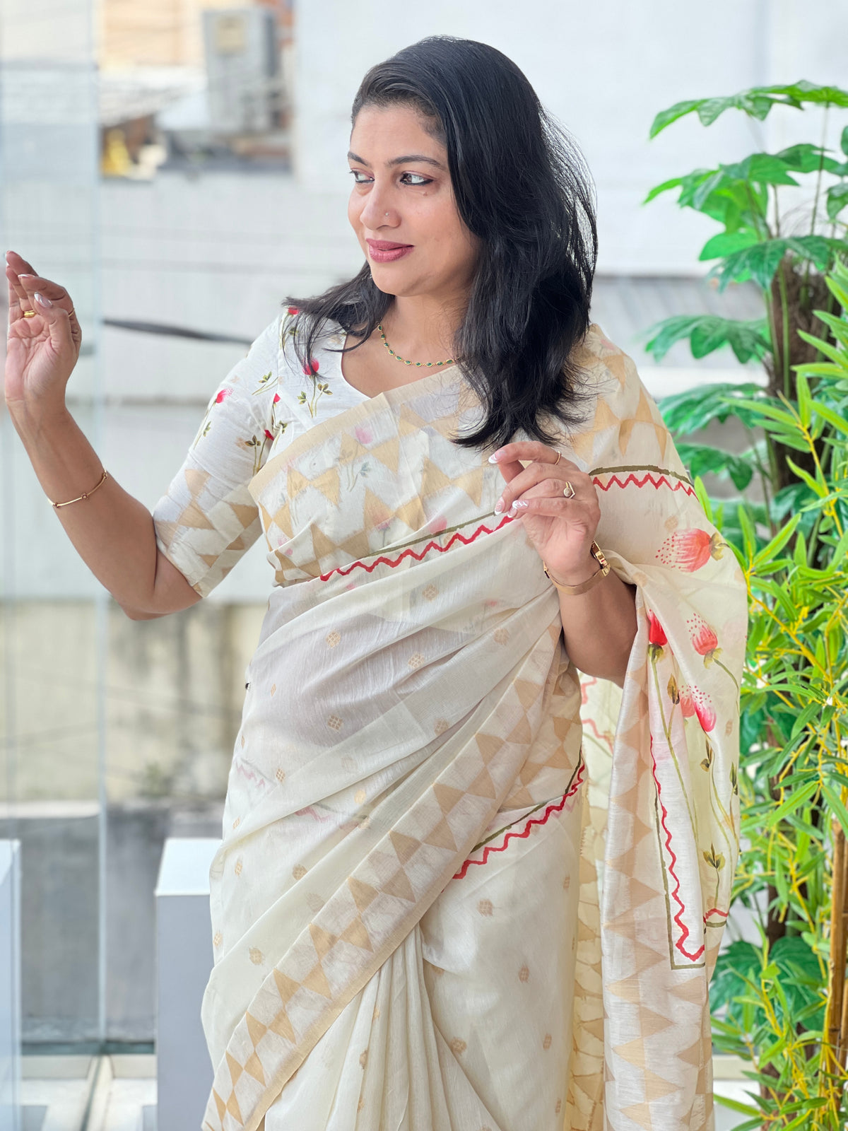 Digital Printed Chanderi Saree | HT521