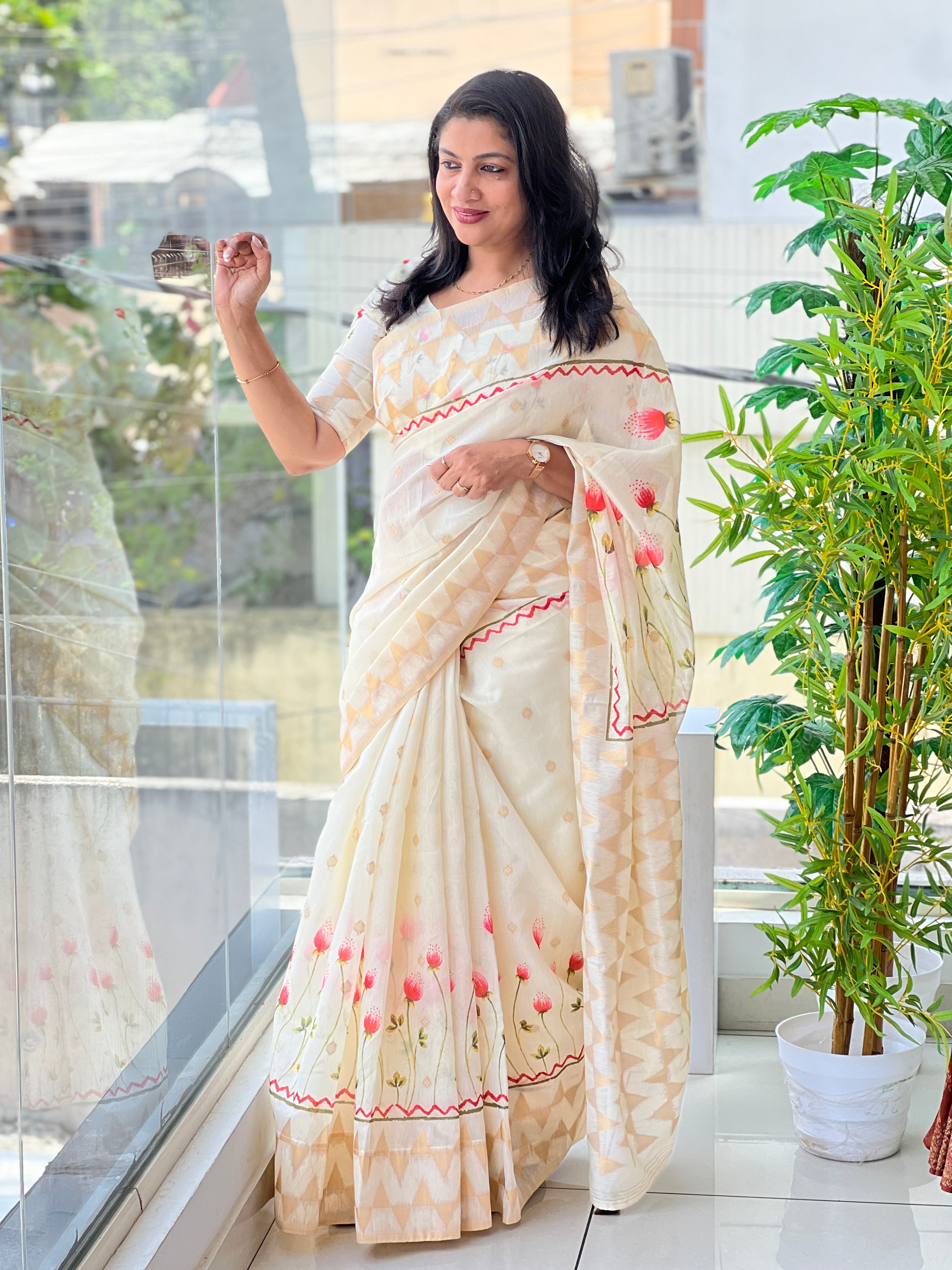 Digital Printed Chanderi Saree | HT521