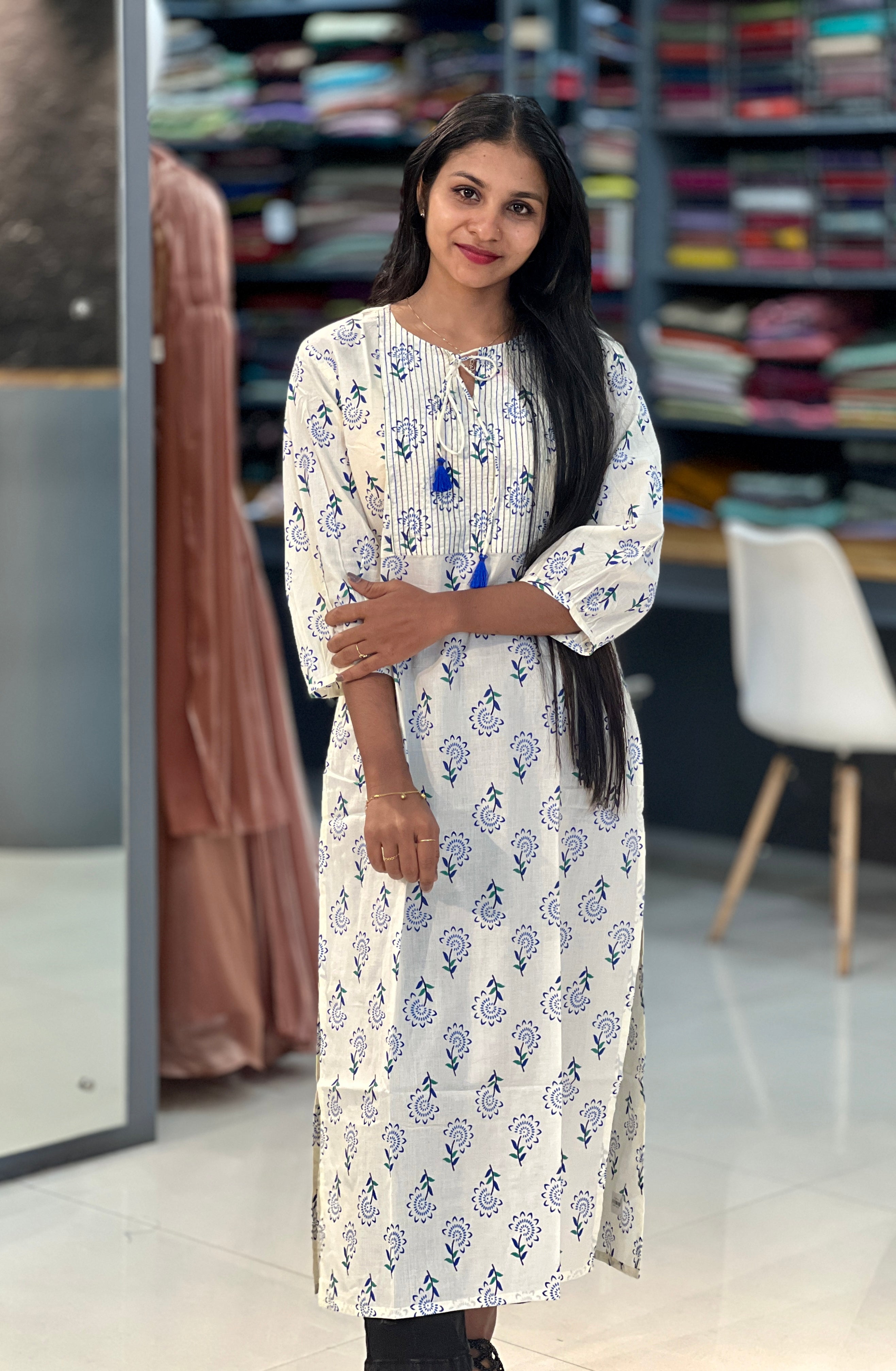 Screen Printed Cotton Kurta | GHB119
