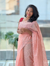 Floral Emboridery Design Organza Saree | SBP837