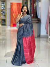 Kantha Weaving With Zig Zag Pattern Bhagalpuri Linen Saree | DLS174