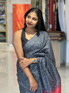 Kantha Weaving With Zig Zag Pattern Bhagalpuri Linen Saree | DLS174