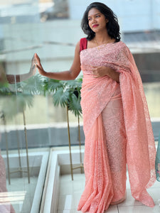 Floral Emboridery Design Organza Saree | SBP837