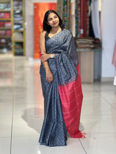 Kantha Weaving With Zig Zag Pattern Bhagalpuri Linen Saree | DLS174