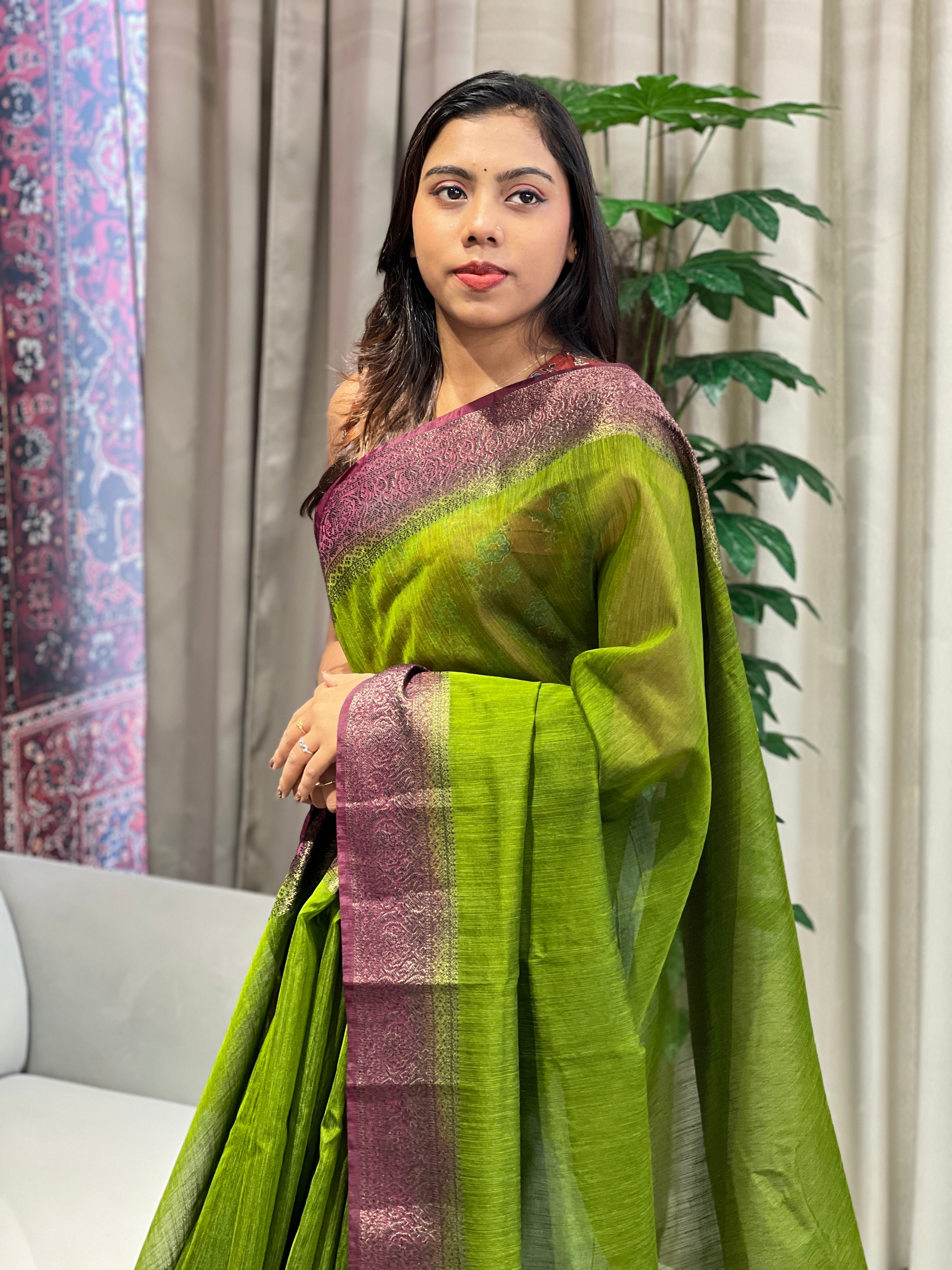 Zari & Thread Woven Cotton Silk Saree | YNG1069