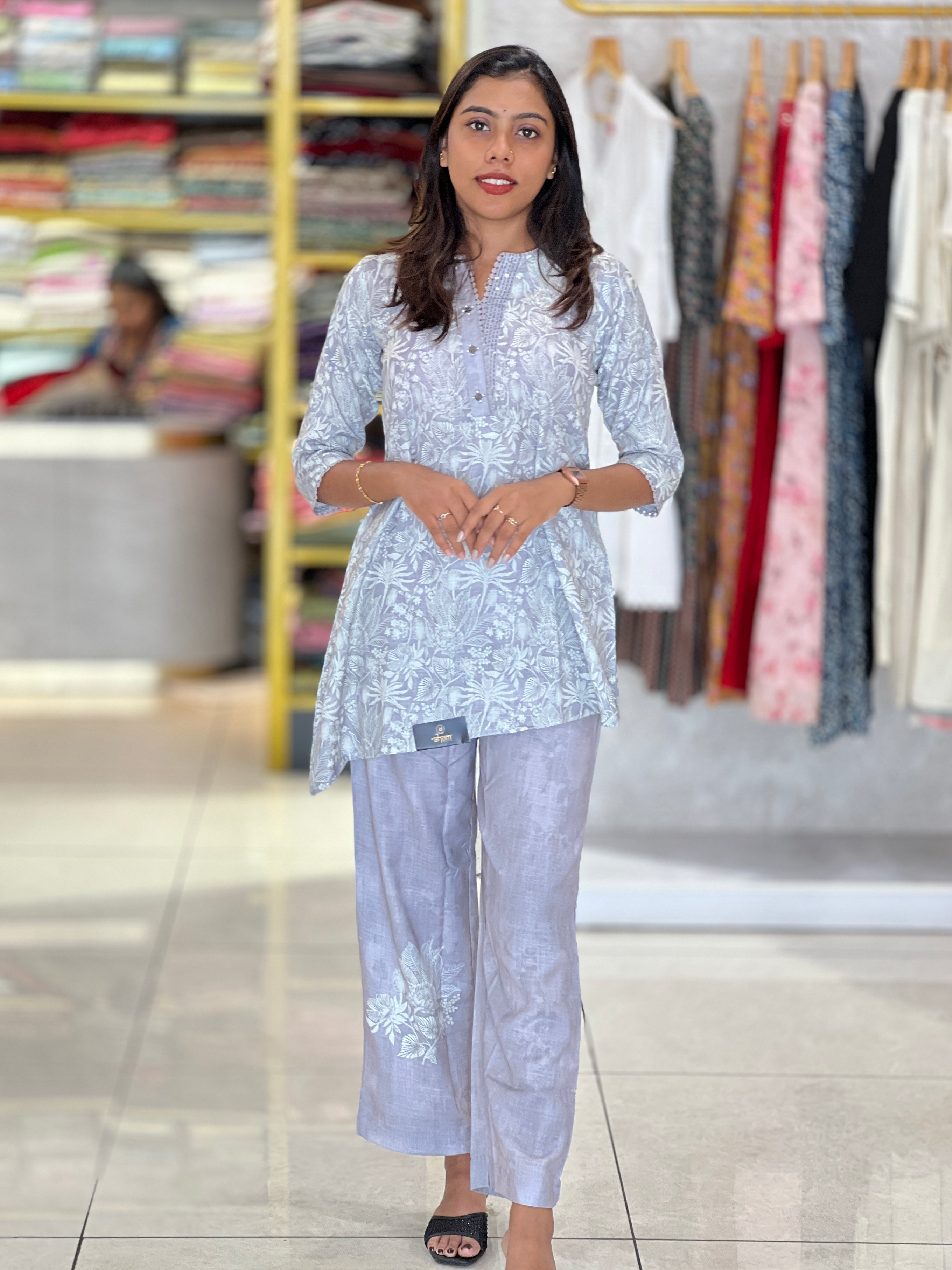 Co-ord Set Patterned Cotton Kurta Set | AFD119