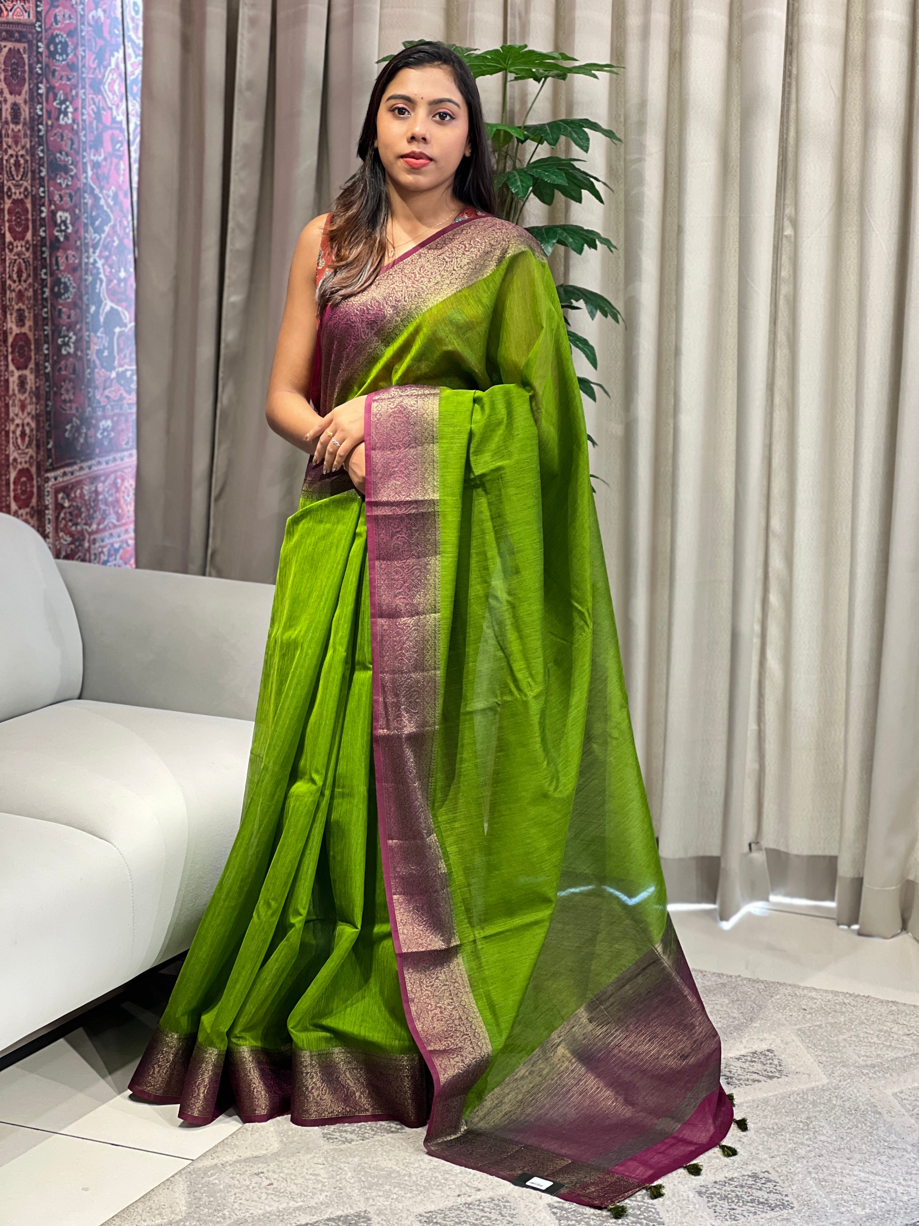 Zari & Thread Woven Cotton Silk Saree | YNG1070