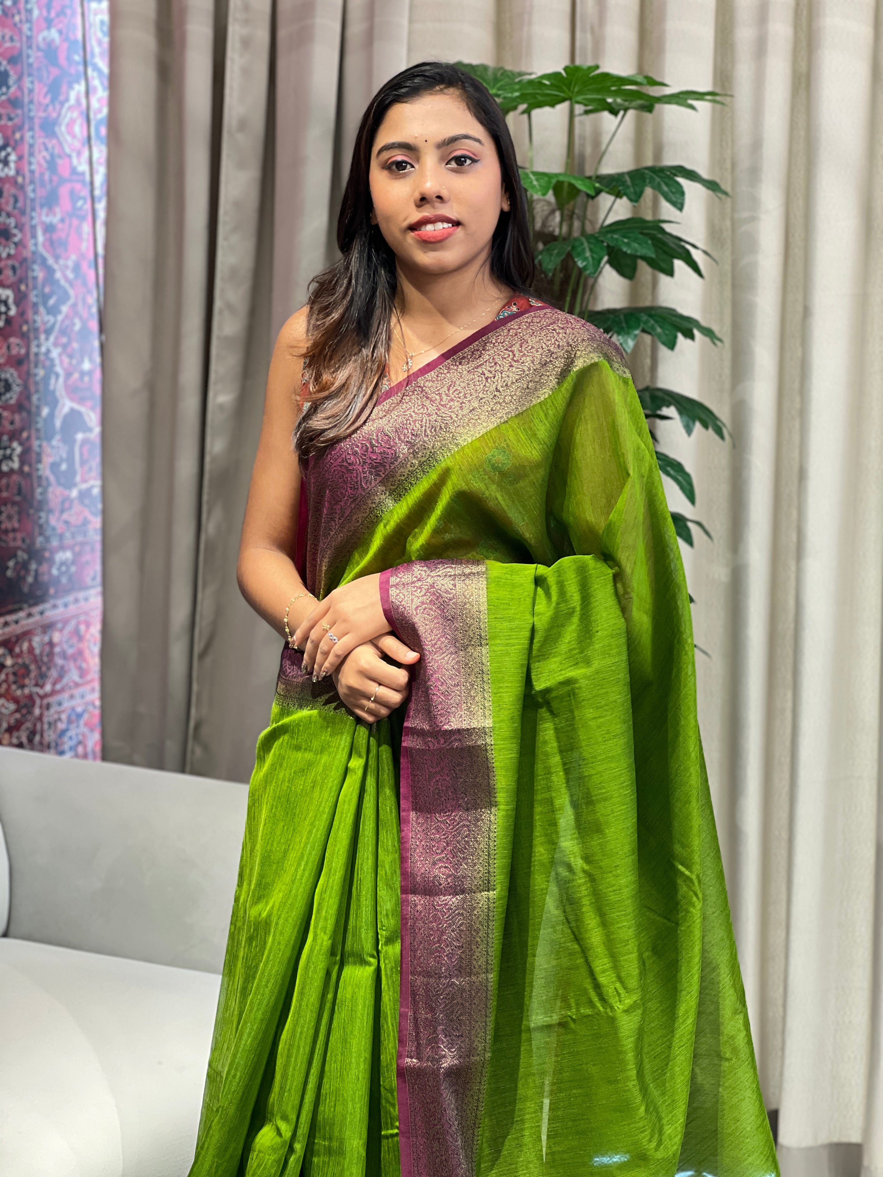 Zari & Thread Woven Cotton Silk Saree | YNG1070