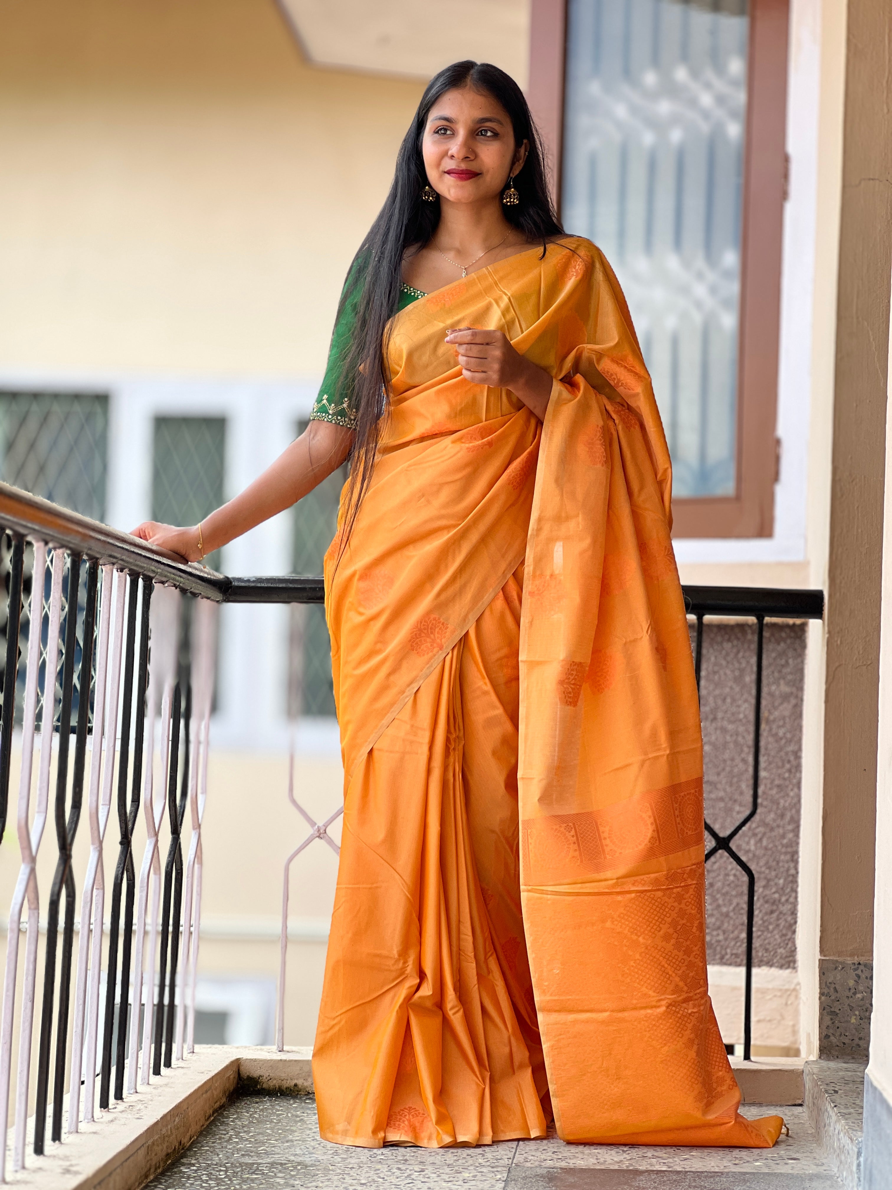 Traditional Buta Weaved Semi Silk Saree | KRK452