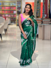 Floral Point Embroidery Velvet Organza Saree | BLD1118