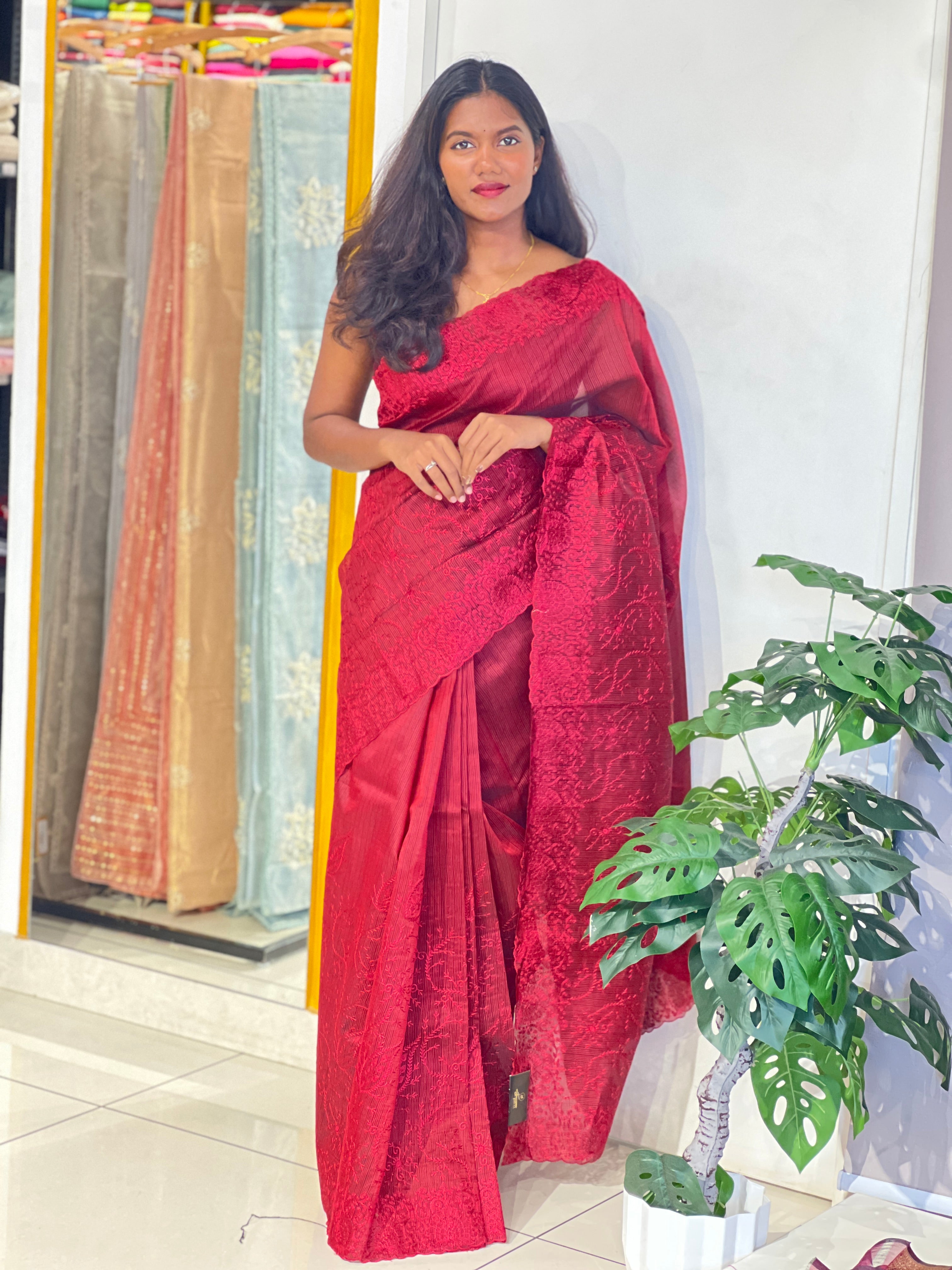 Embroidered Floral Pattern Kota Saree | ZSS300