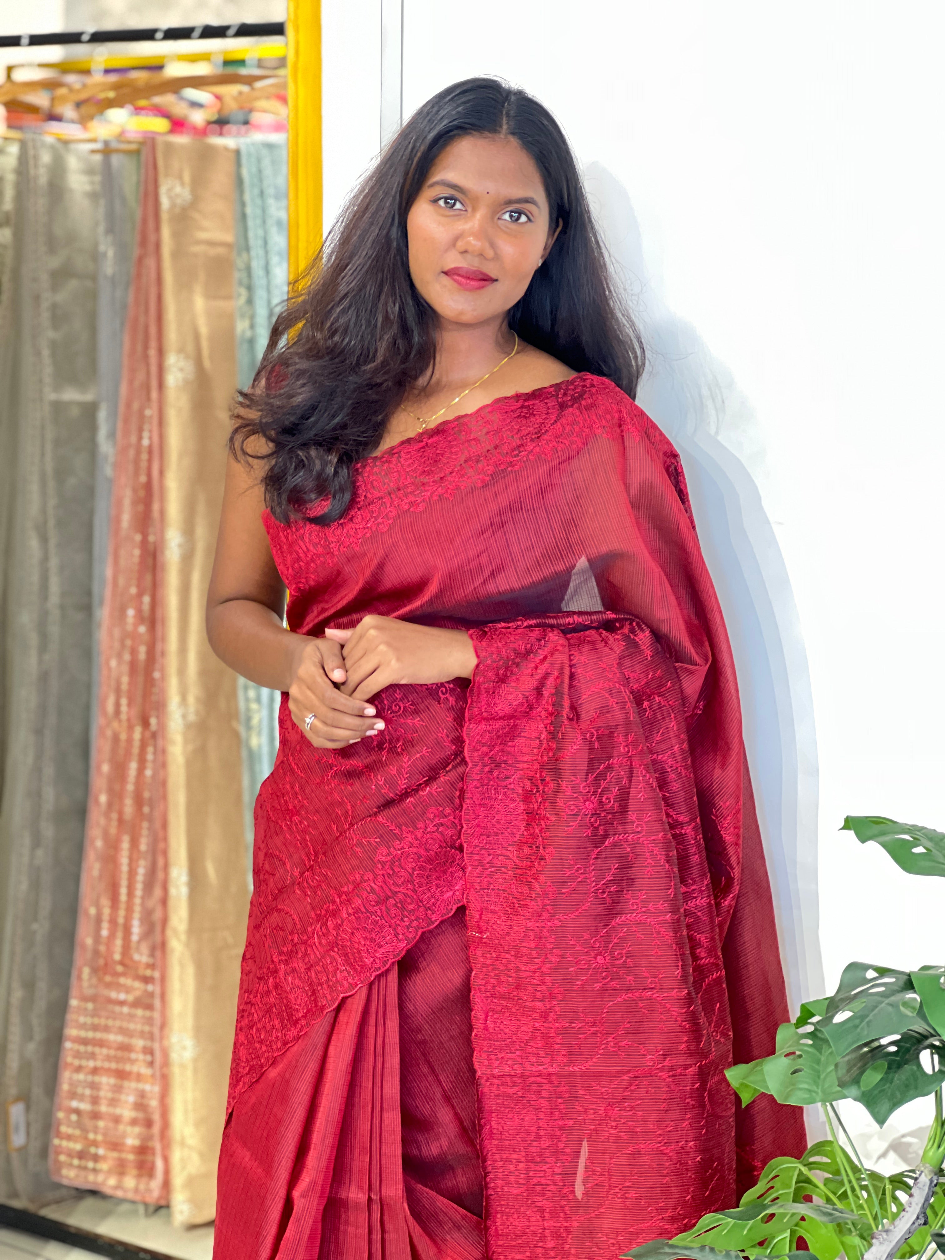 Embroidered Floral Pattern Kota Saree | ZSS300