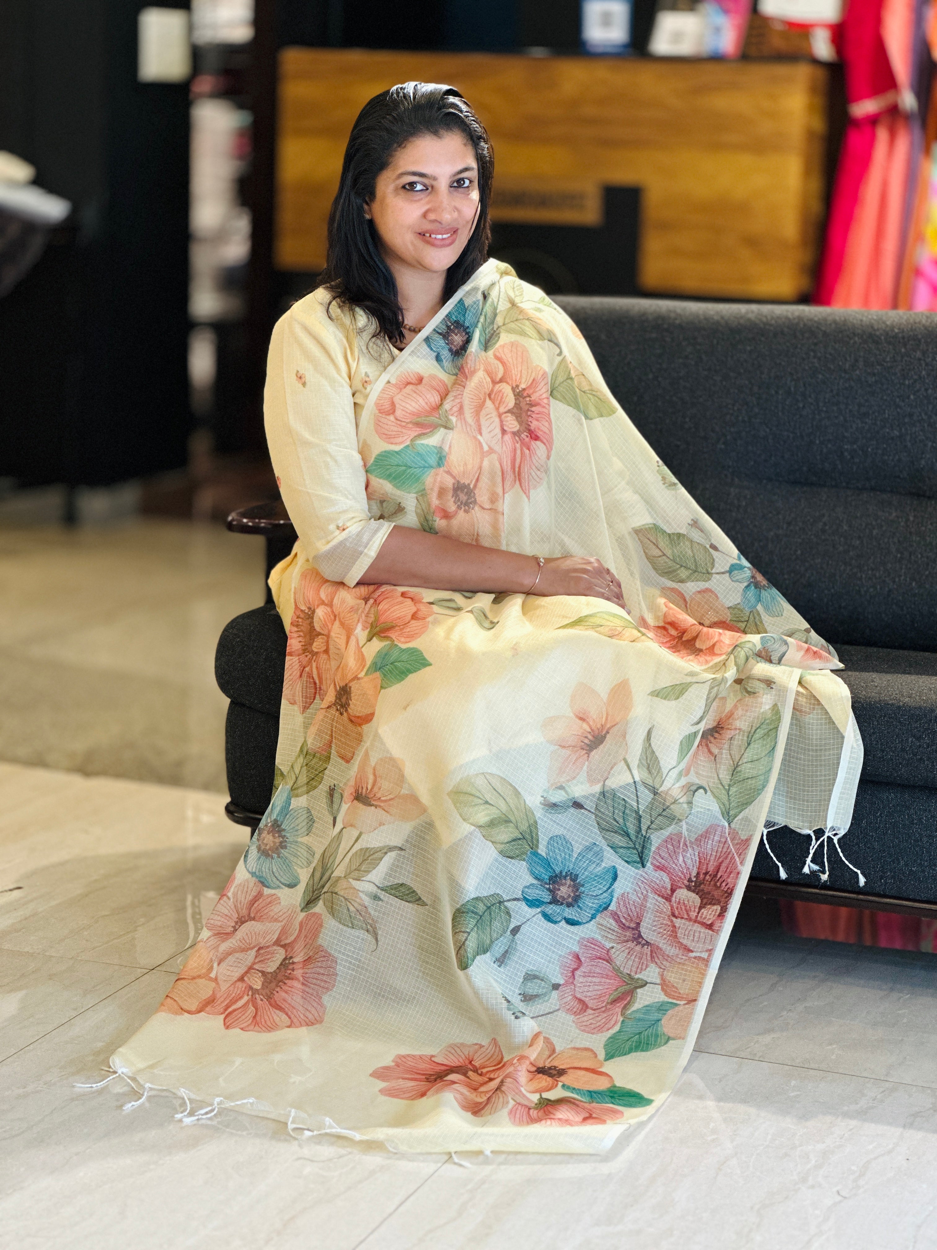 Floral Digital Print Detailed Silky Kota Salwar Set | MR238