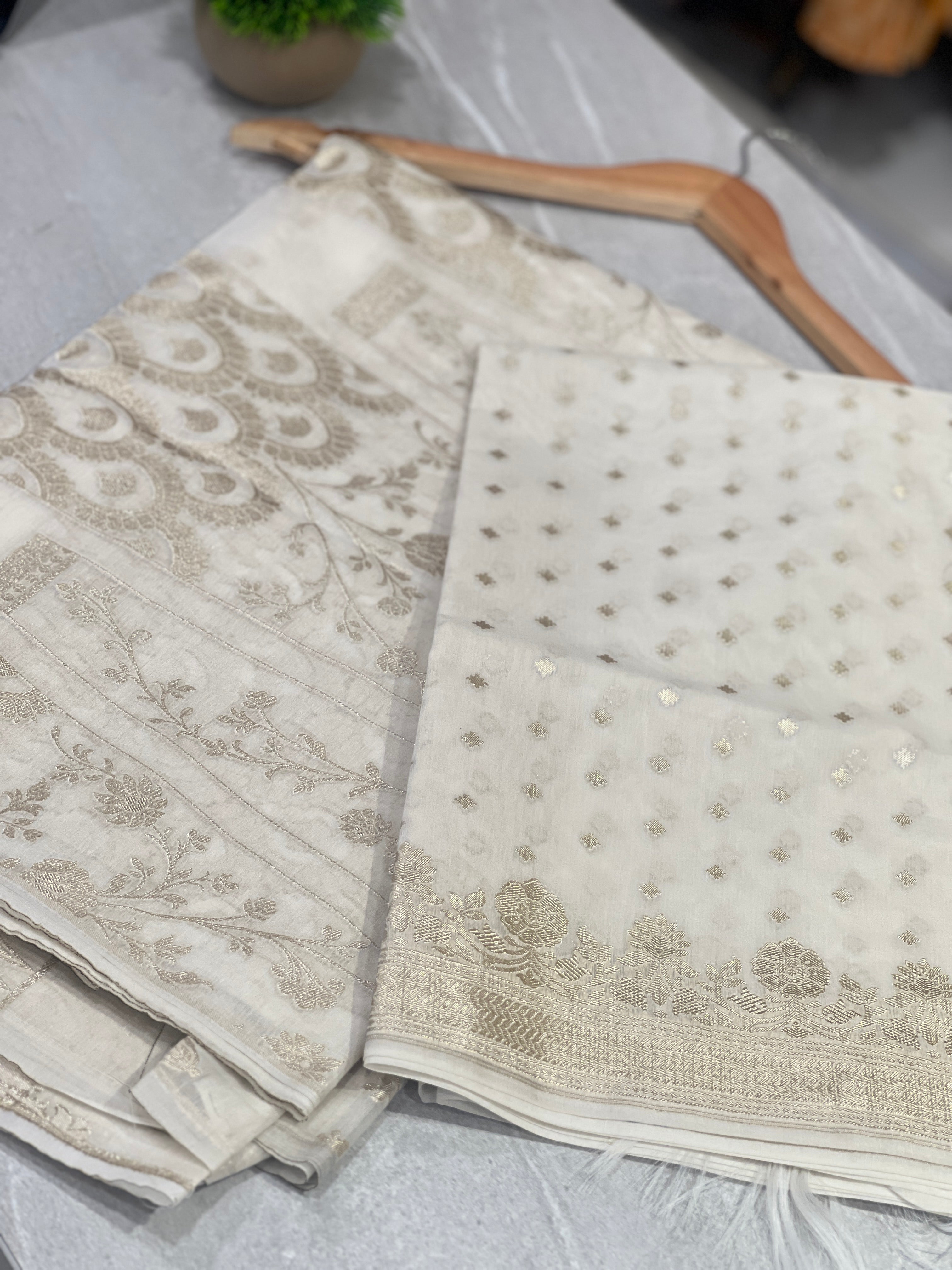 Zari Woven Brocade Patterned Chanderi Lehenga Material | FC133