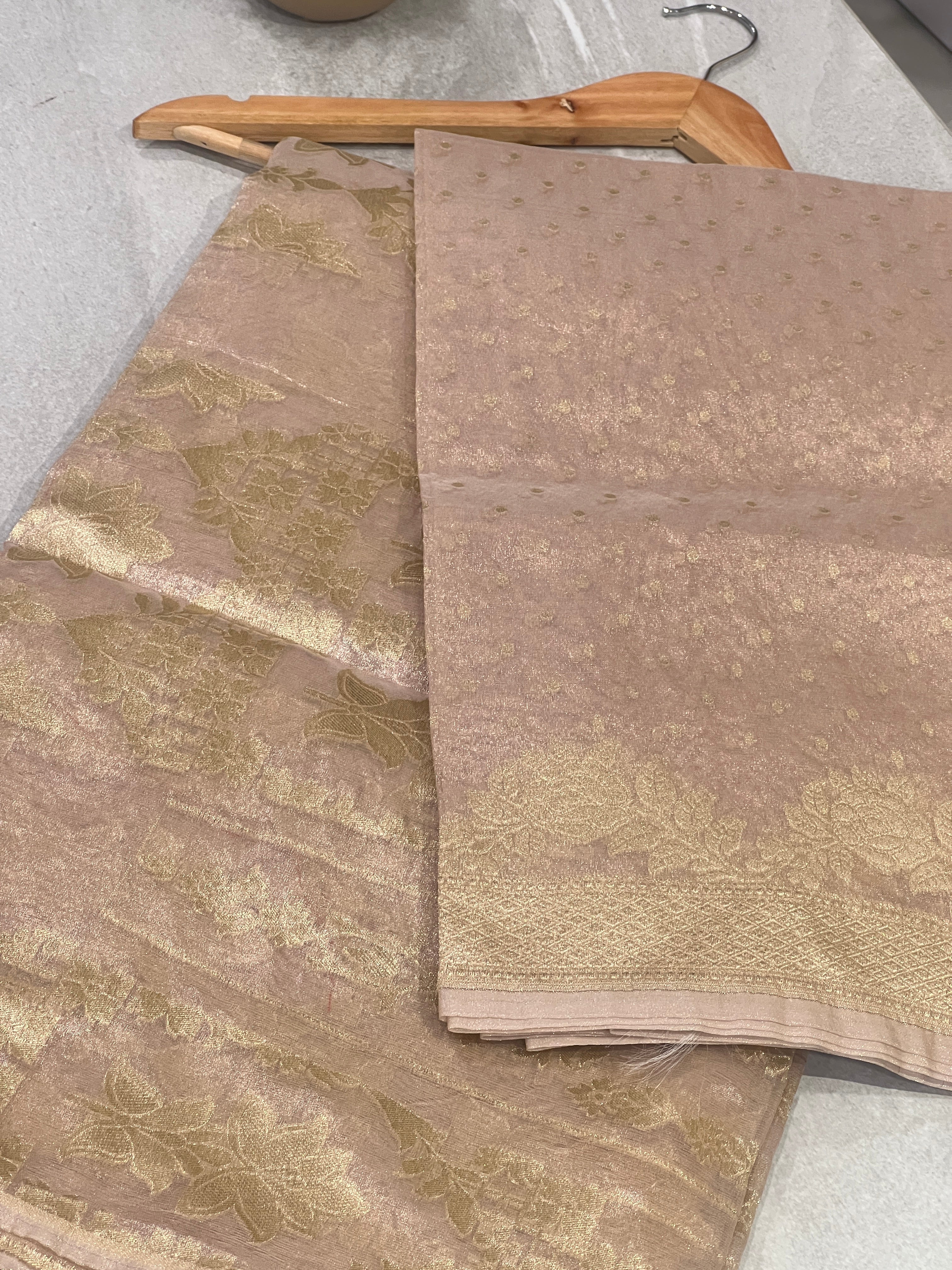 Zari Woven Brocade Patterned Organza Lehenga Material | FC147
