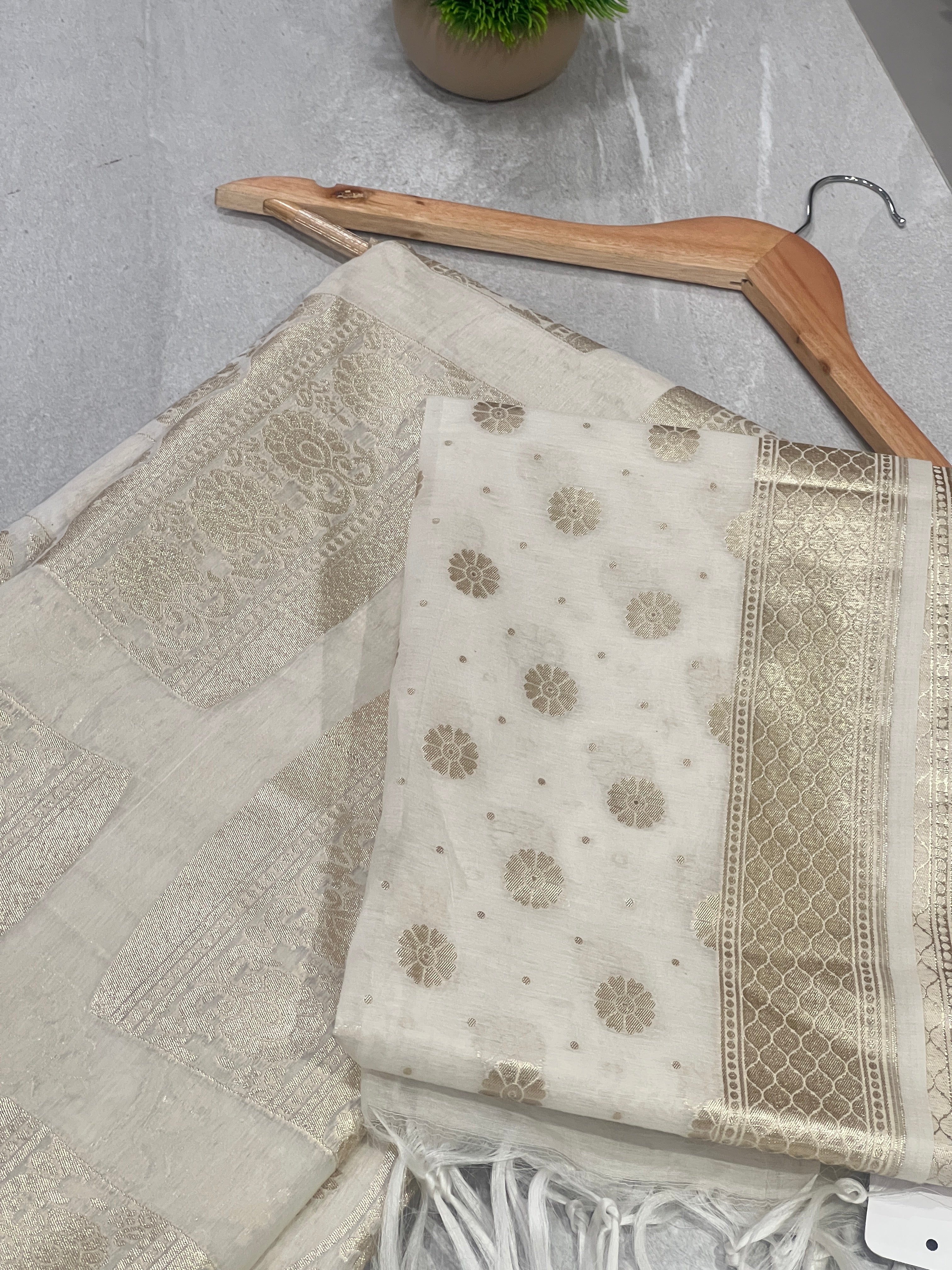 Zari Woven Brocade Patterned Chanderi Lehenga Material | FC137
