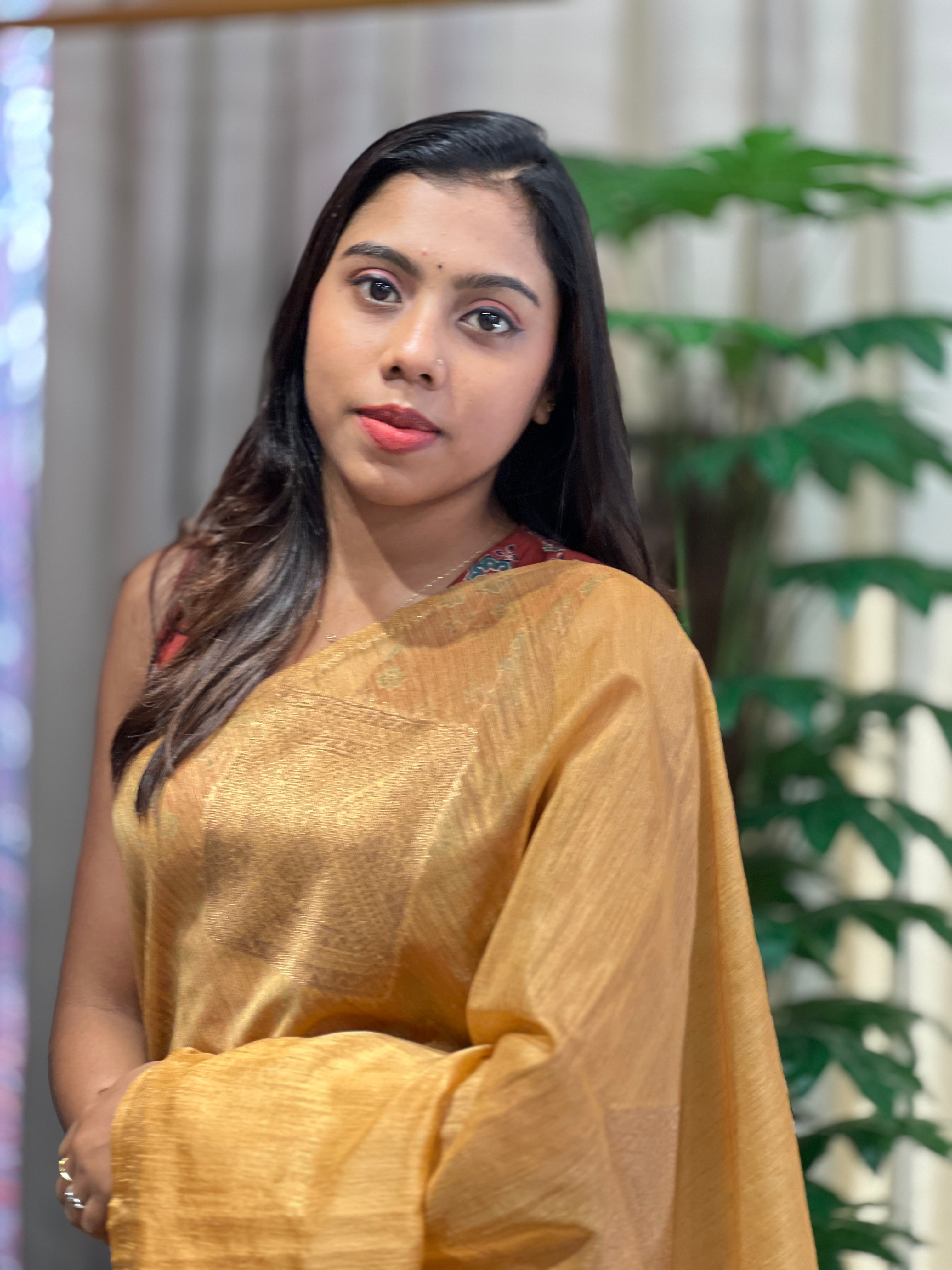 Geometric Patterned Cotton Silk Saree | YNG1083