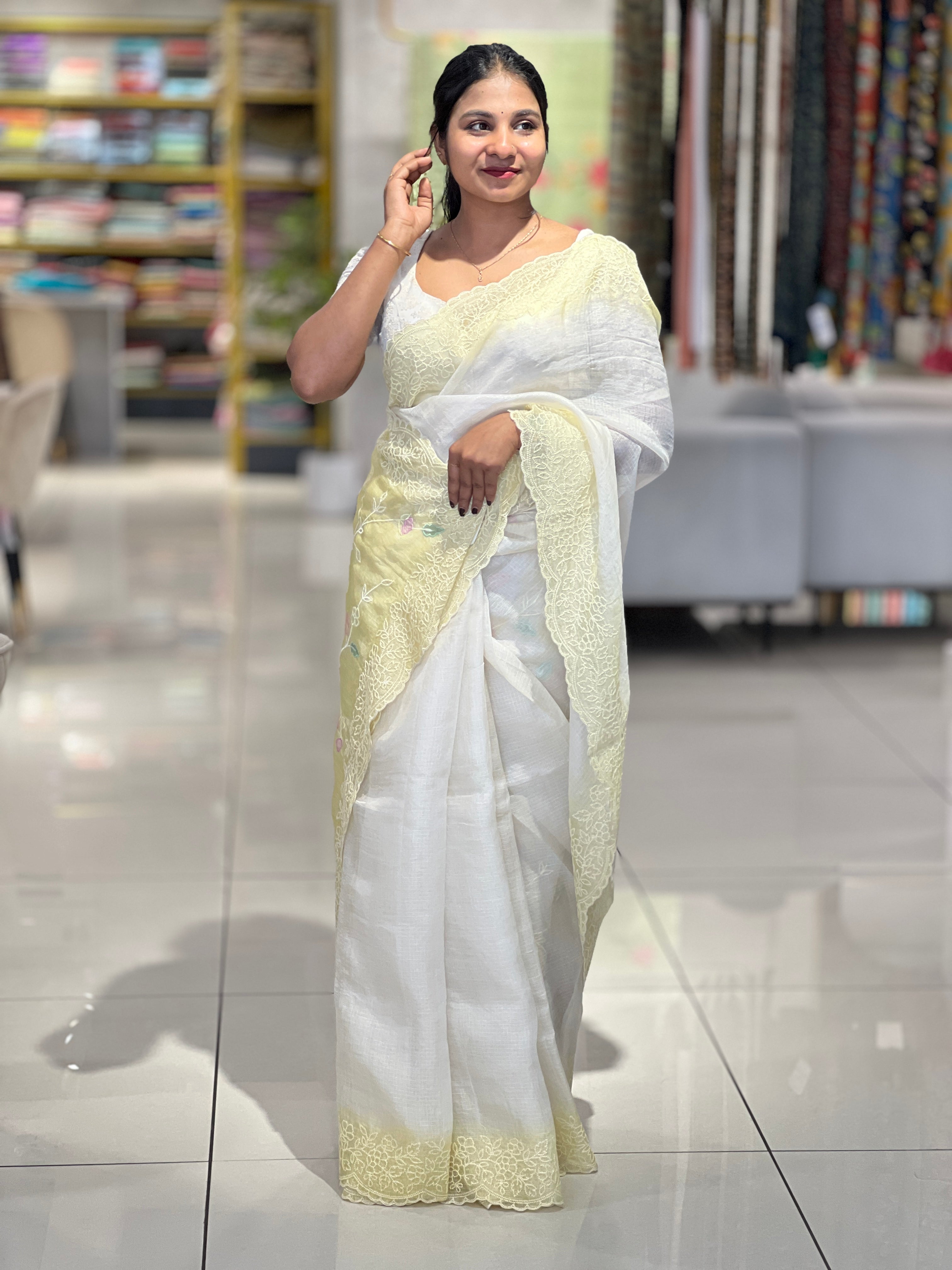 Embroidery Detailed Tussar Kota Saree | SBS970