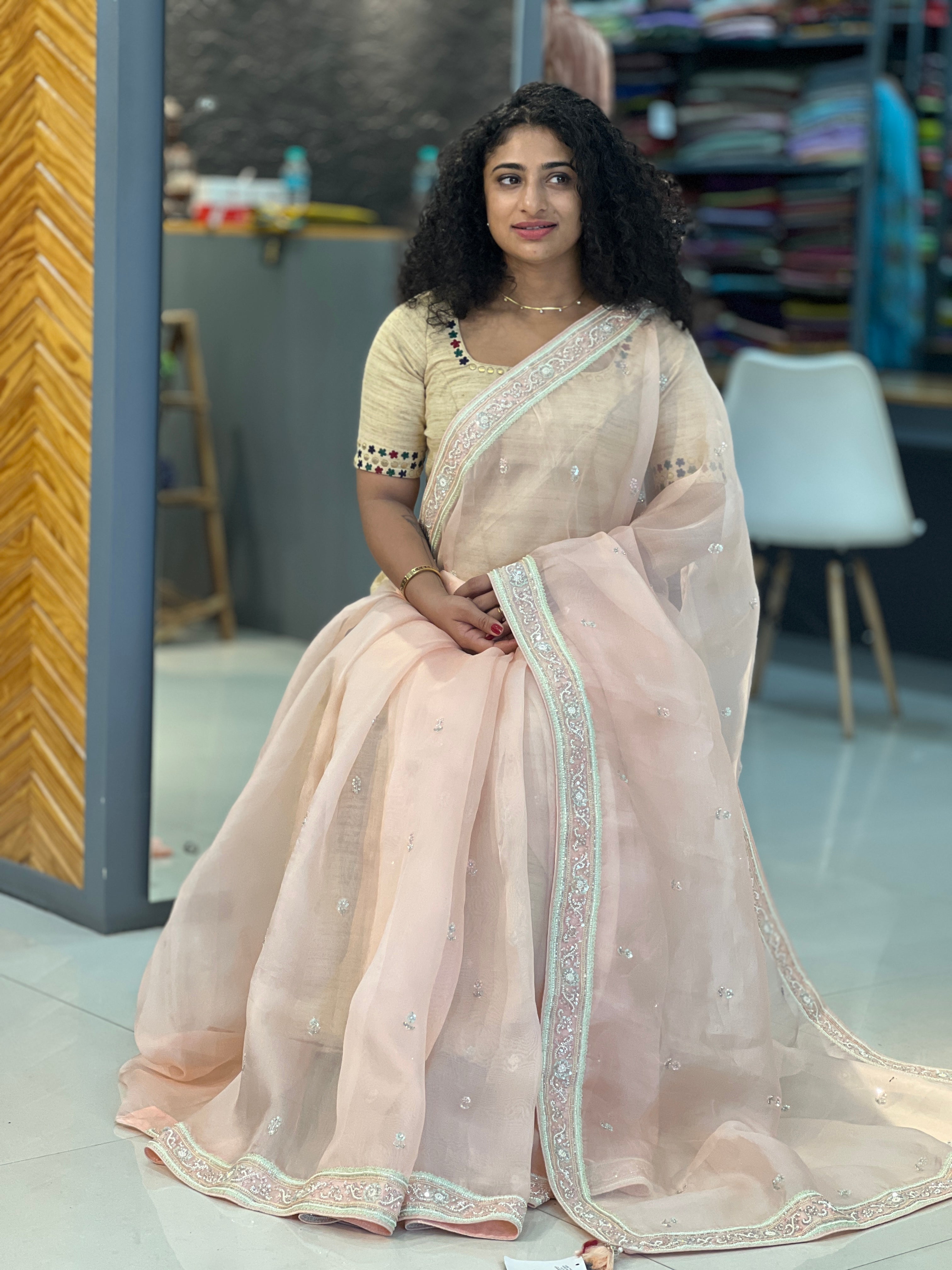Hand Work  Organza Saree  | SBS424